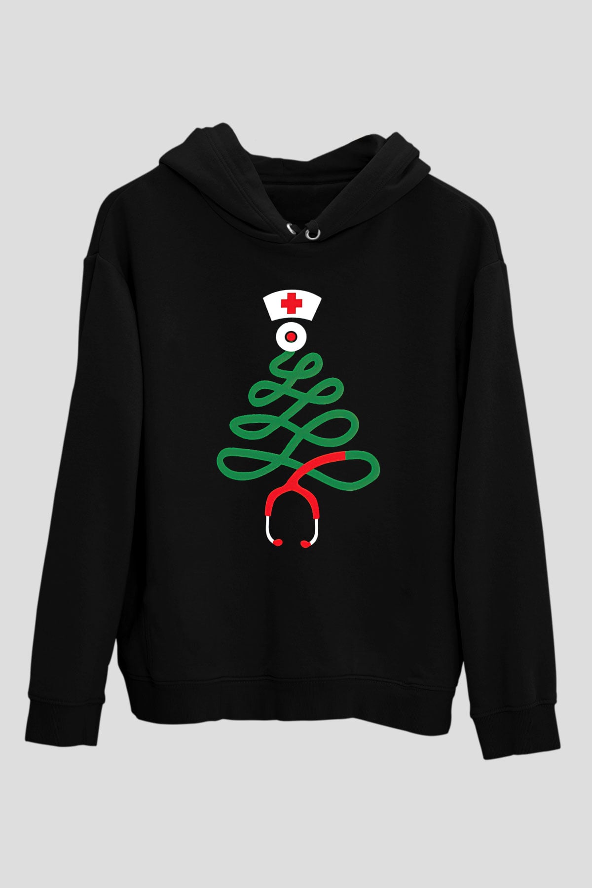 Tıp Bayramı Baskılı Unisex Siyah Hoodie