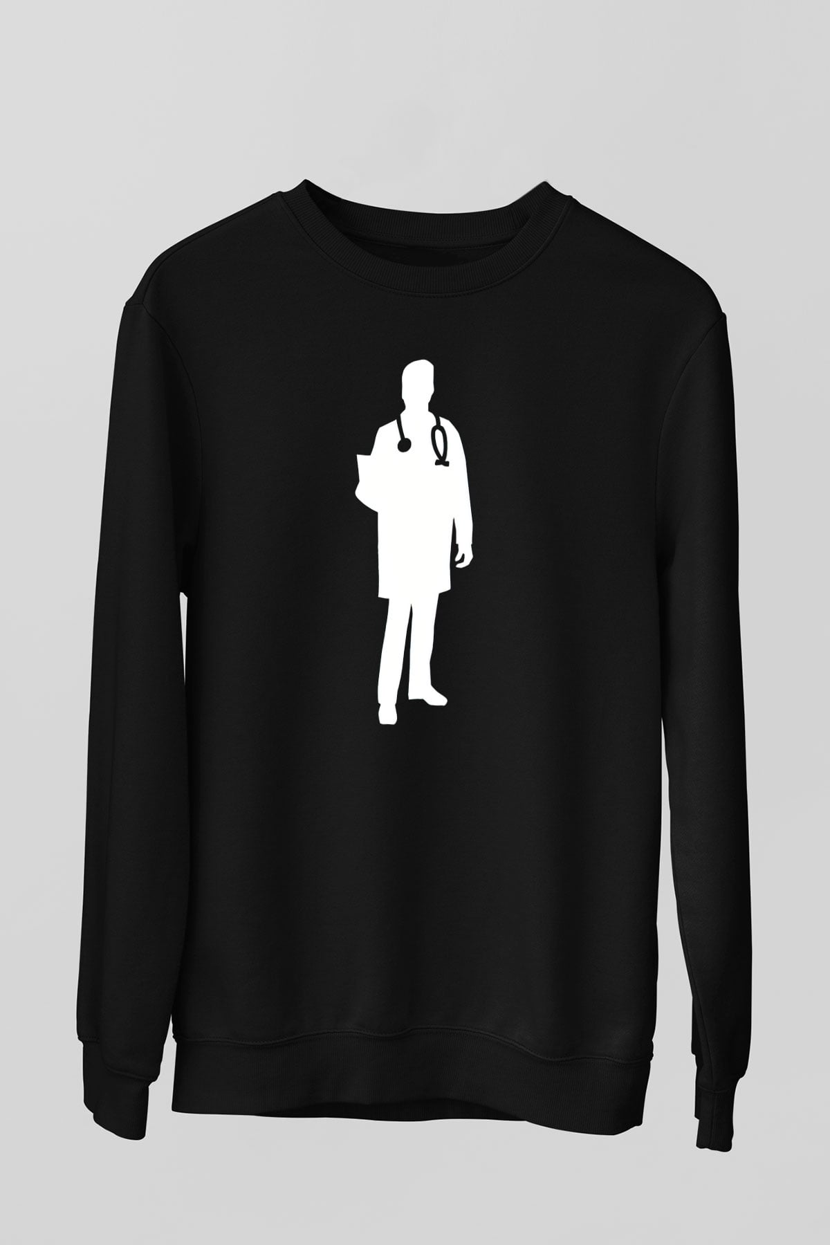 Tıp Bayramı Baskılı Unisex Siyah Sweatshirt