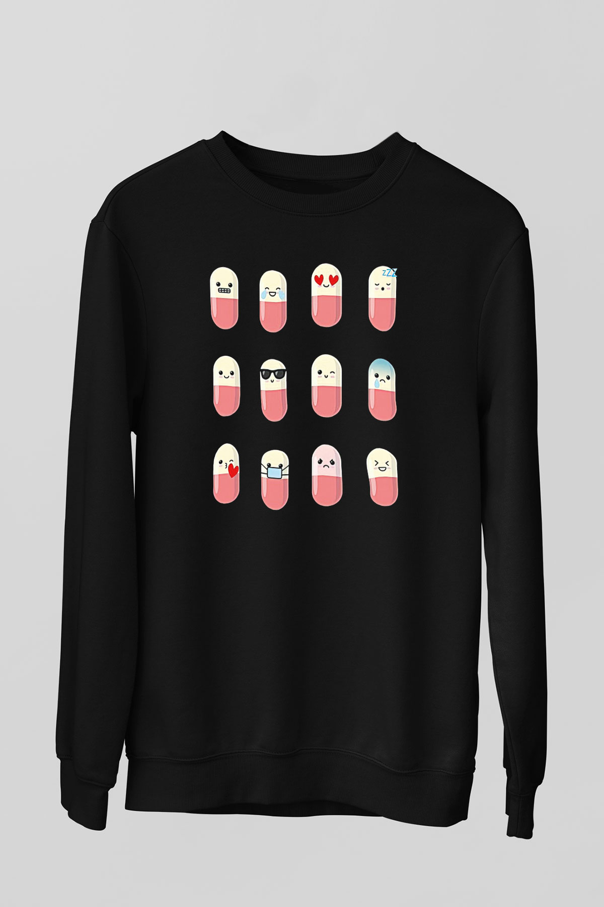 Tıp Bayramı Baskılı Unisex Siyah Sweatshirt