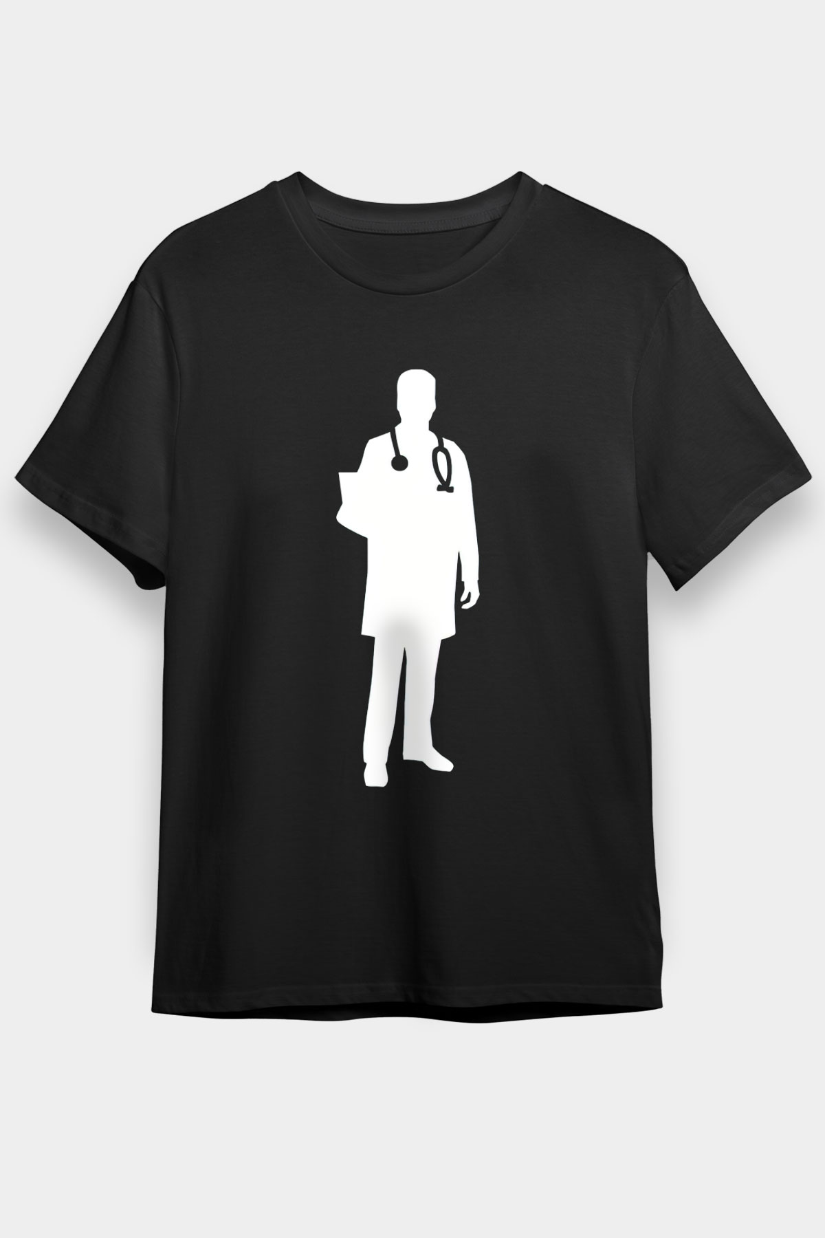 Tıp Bayramı Baskılı Unisex Siyah Tişört - Tshirt