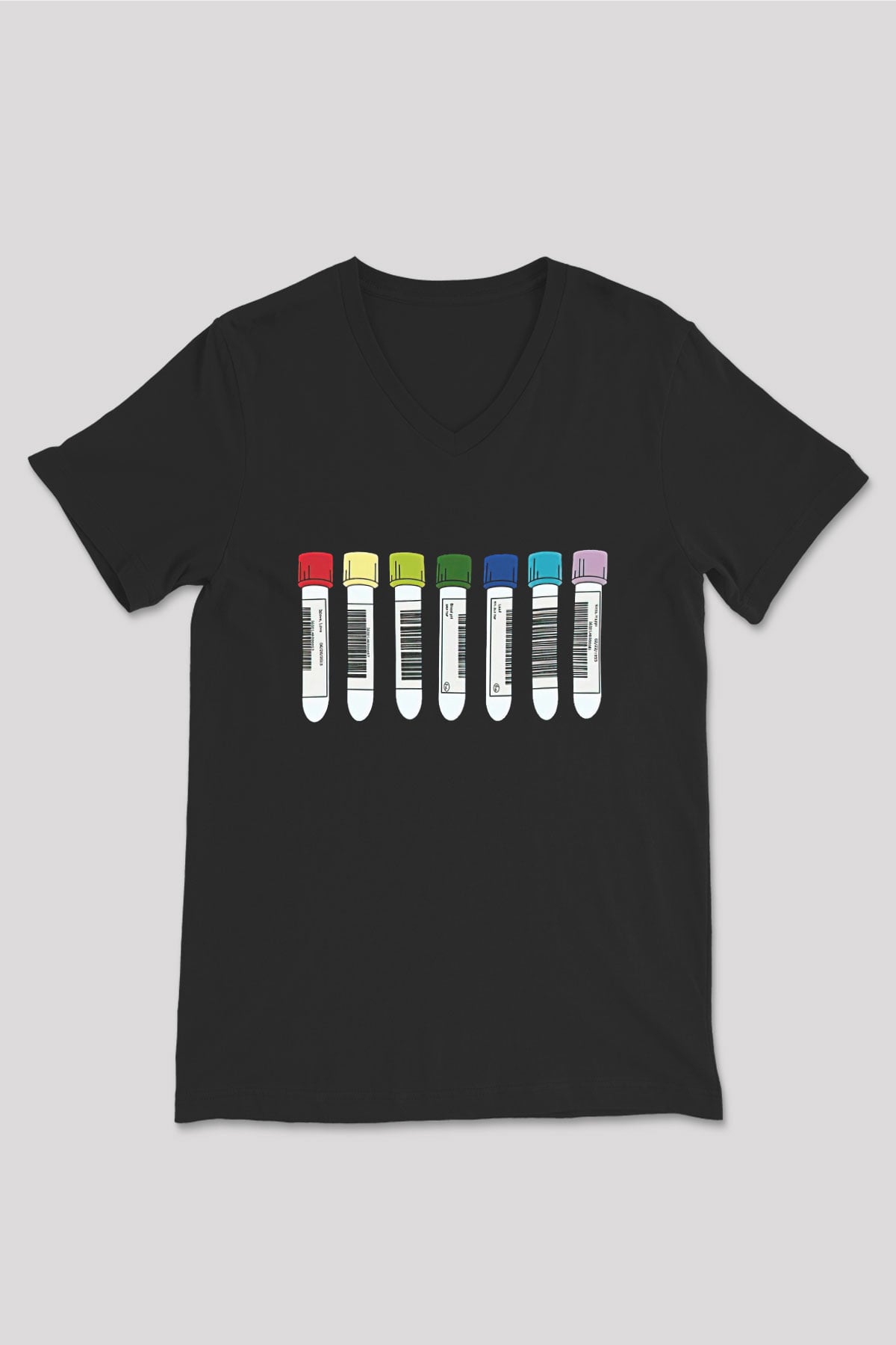 Tıp Bayramı Baskılı Unisex Siyah V Yaka Tişört - Tshirt