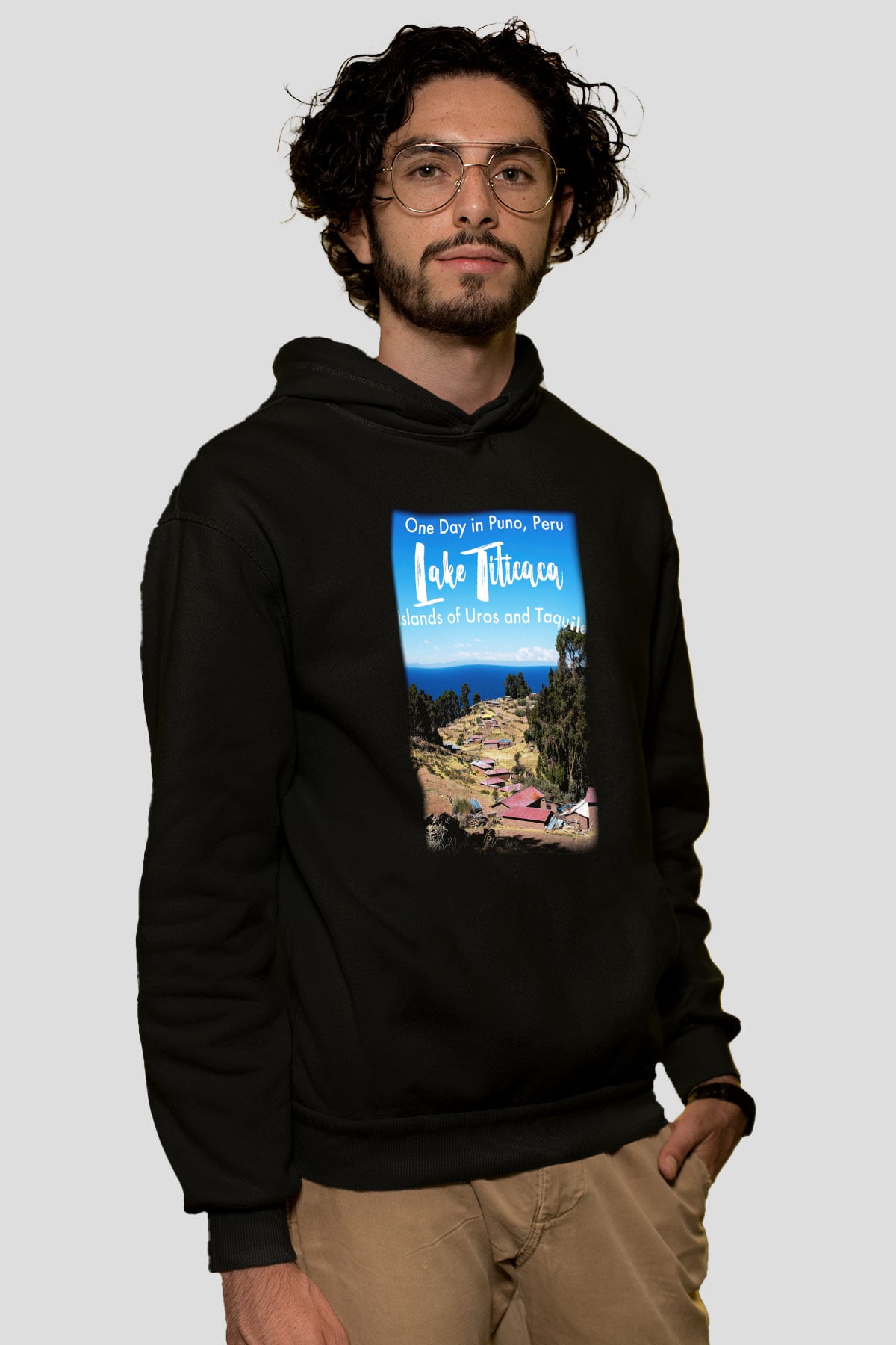 Titikaka Gölü Siyah Unisex Hoodie