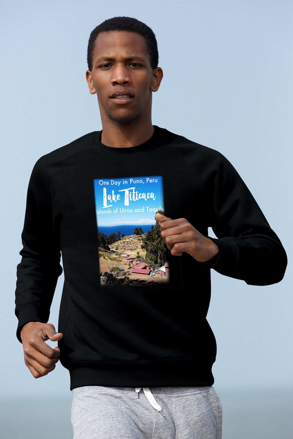 Titikaka Gölü Siyah Unisex Sweatshirt
