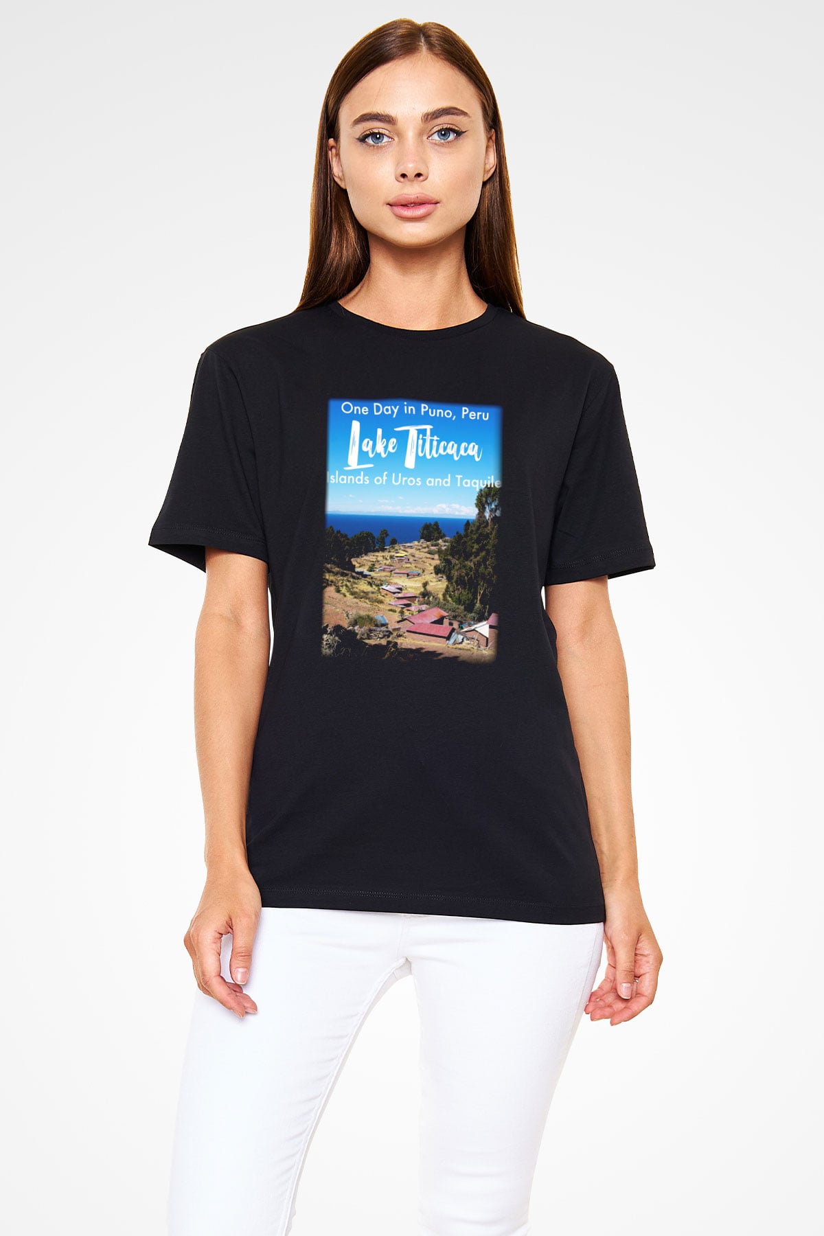 Titikaka Gölü Siyah Unisex Tişört T-Shirt - TişörtFabrikası