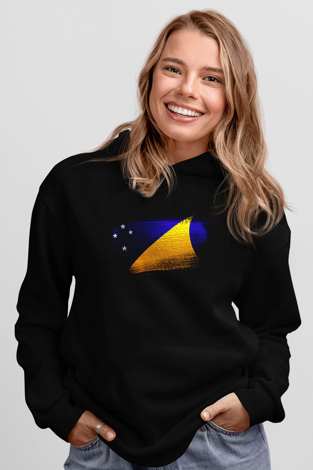 Tokelau Bayrağı Baskılı Unisex Siyah Kapüşonlu Sweatshirt