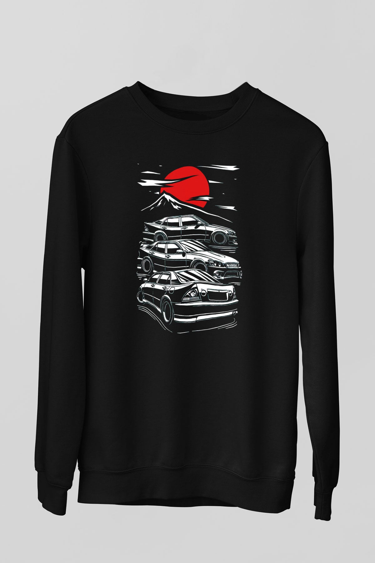 Tokyo Yarışı Baskılı Unisex Siyah  Sweatshirt