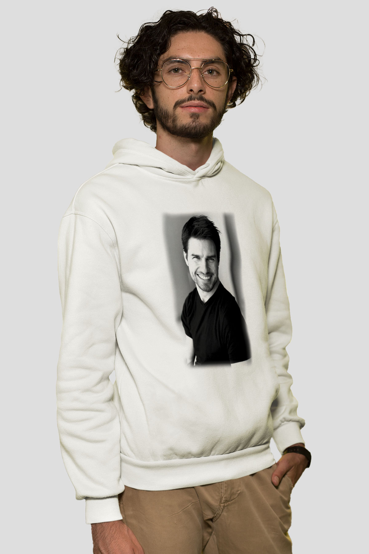 Tom Cruise Beyaz Unisex Kapşonlu Sweatshirt