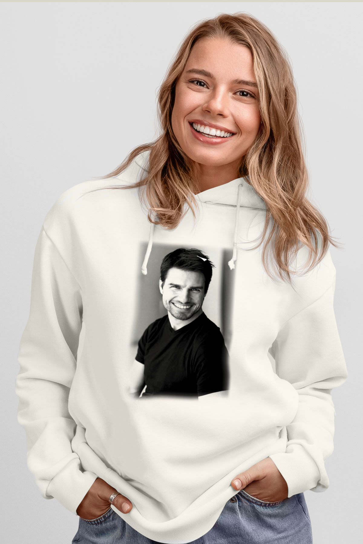Tom Cruise Beyaz Unisex Kapşonlu Sweatshirt