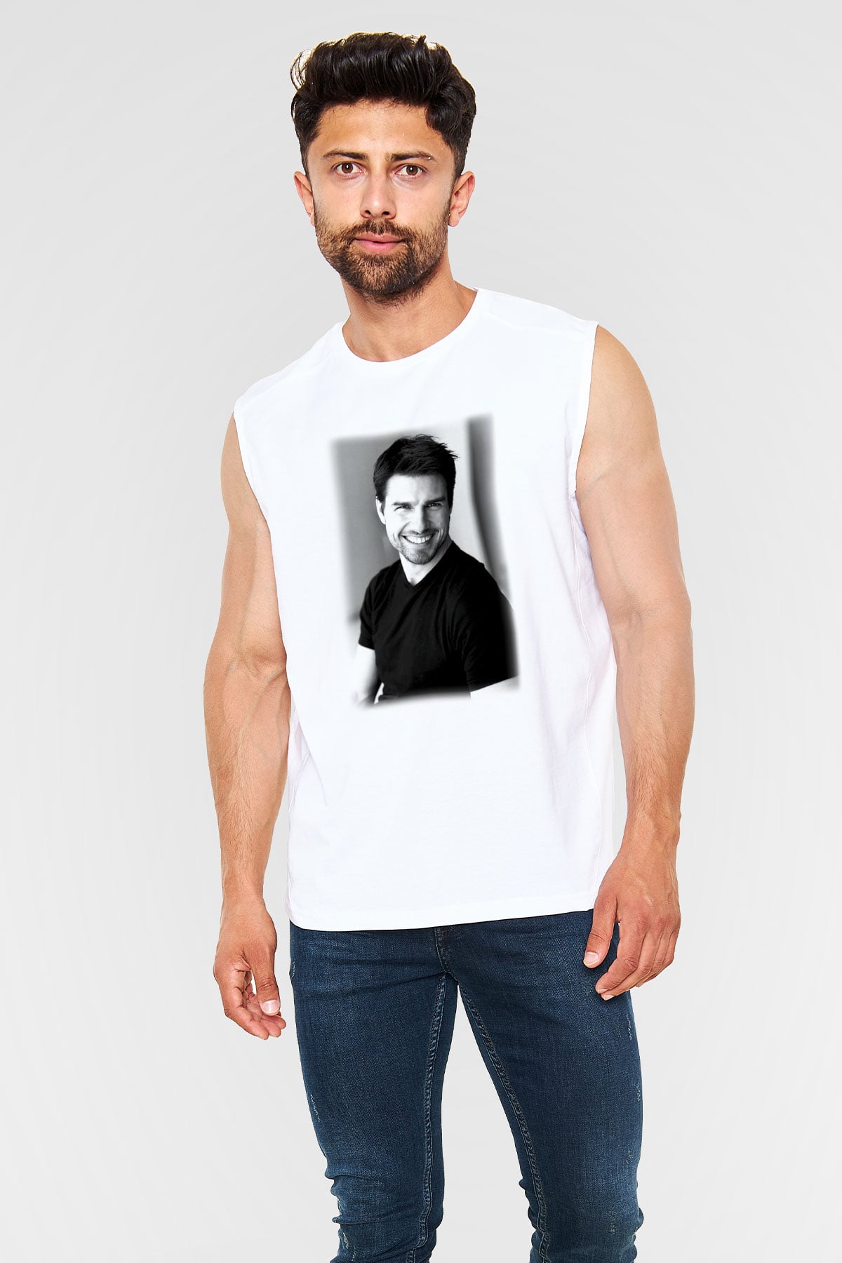Tom Cruise Beyaz Unisex Kolsuz Tişört