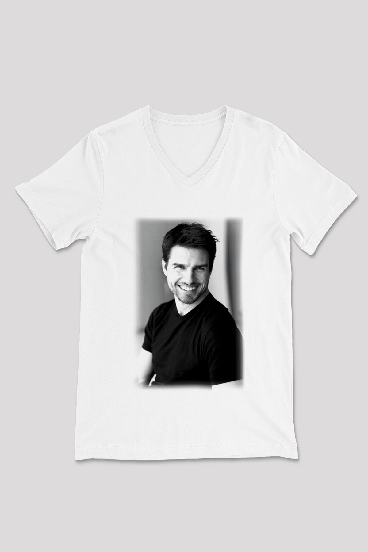 Tom Cruise Beyaz Unisex V Yaka Tişört T-Shirt