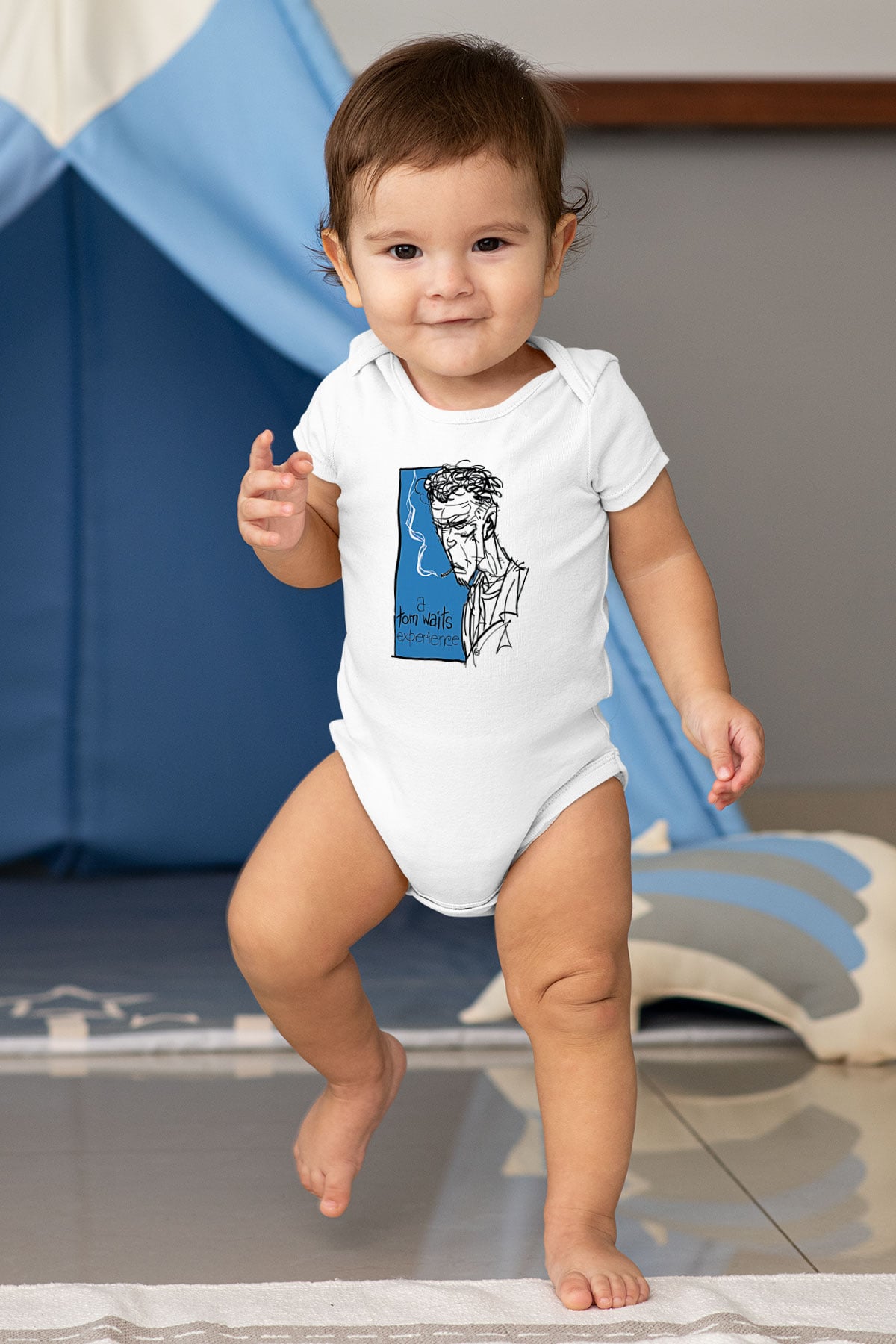 Tom Waits Baskılı Beyaz Unisex Bebek Body - Zıbın