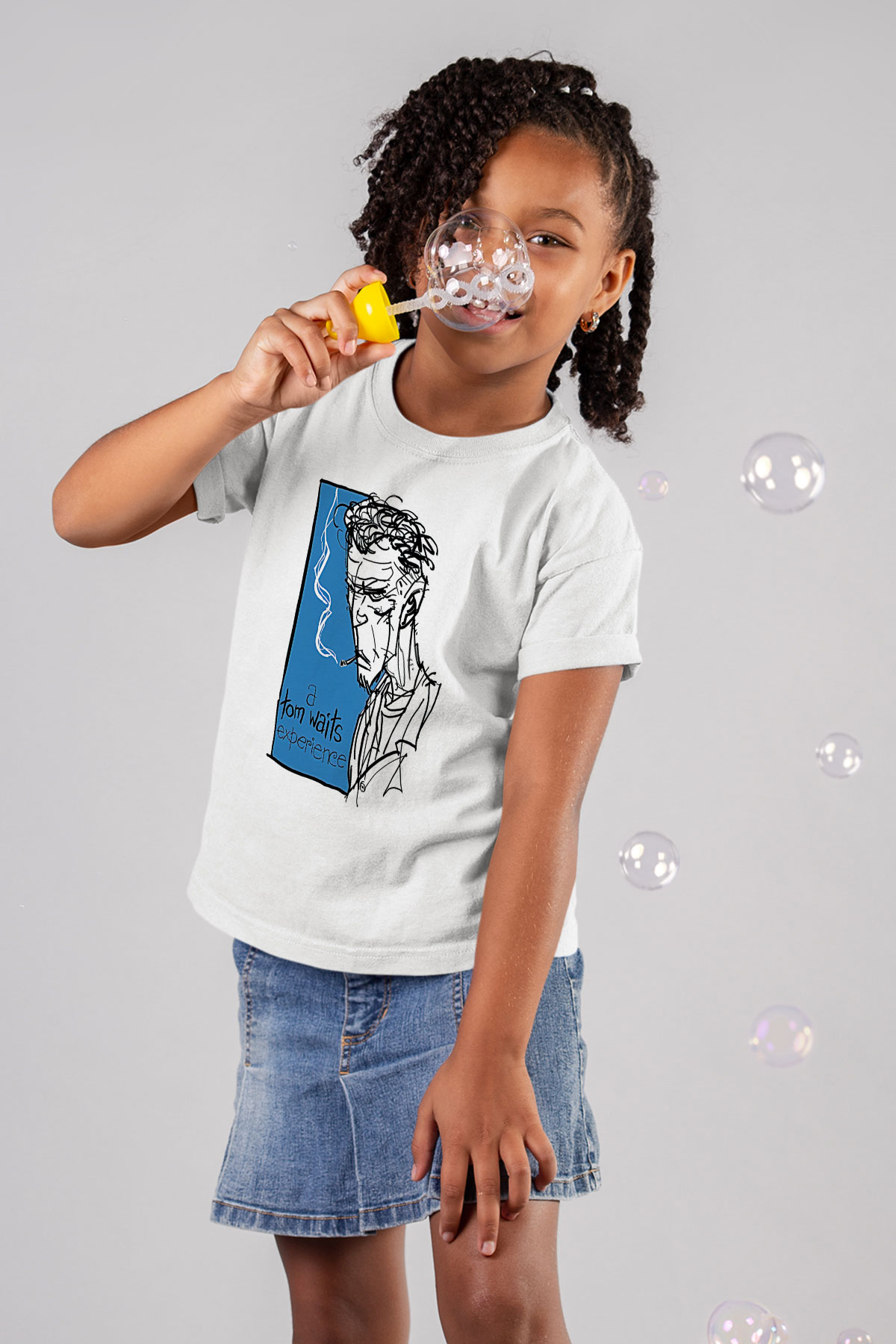 Tom Waits Baskılı Beyaz Unisex Beyaz Çocuk Tişört - Tshirt