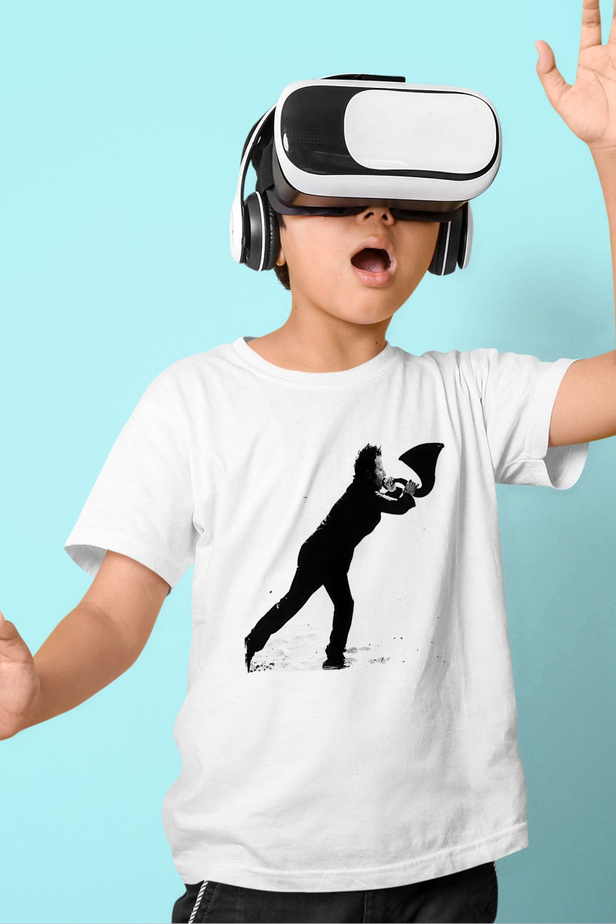 Tom Waits Baskılı Beyaz Unisex Beyaz Çocuk Tişört - Tshirt