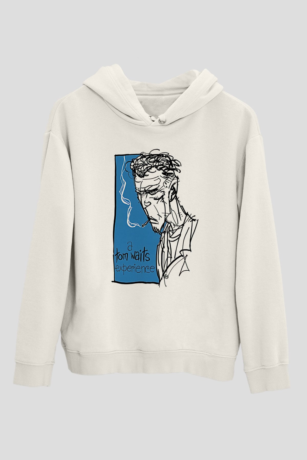 Tom Waits Baskılı Beyaz Unisex Kapüşonlu Sweatshirt
