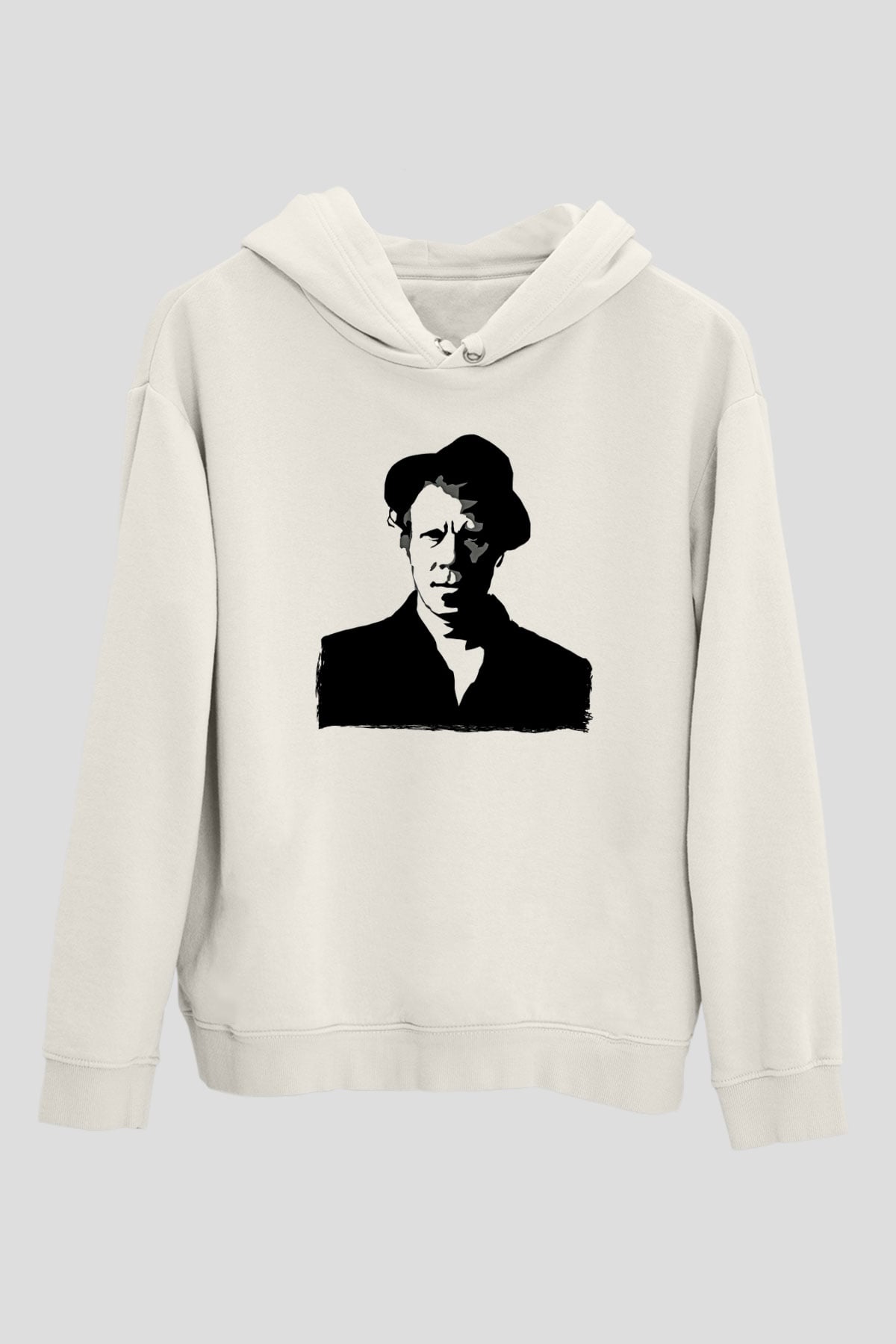 Tom Waits Baskılı Beyaz Unisex Kapüşonlu Sweatshirt