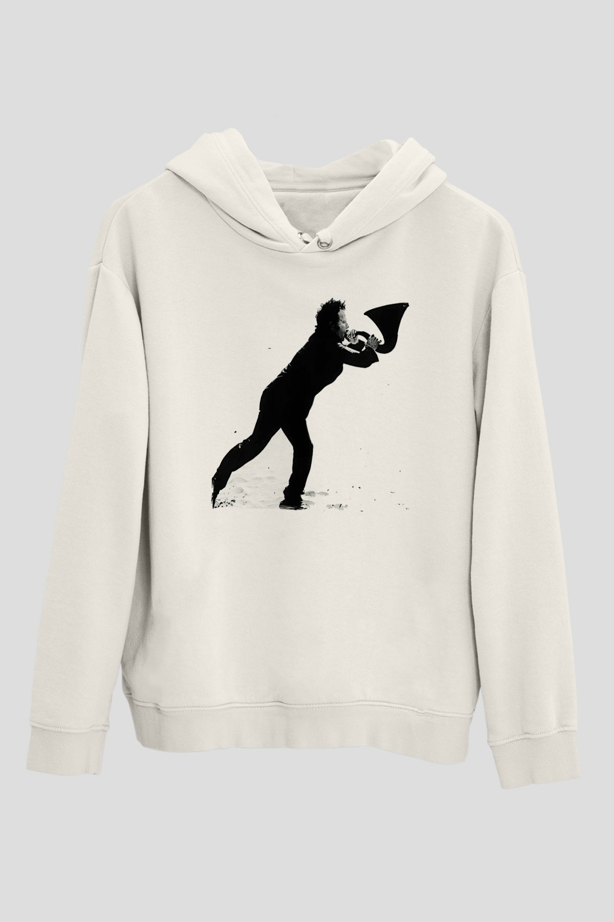 Tom Waits Baskılı Beyaz Unisex Kapüşonlu Sweatshirt
