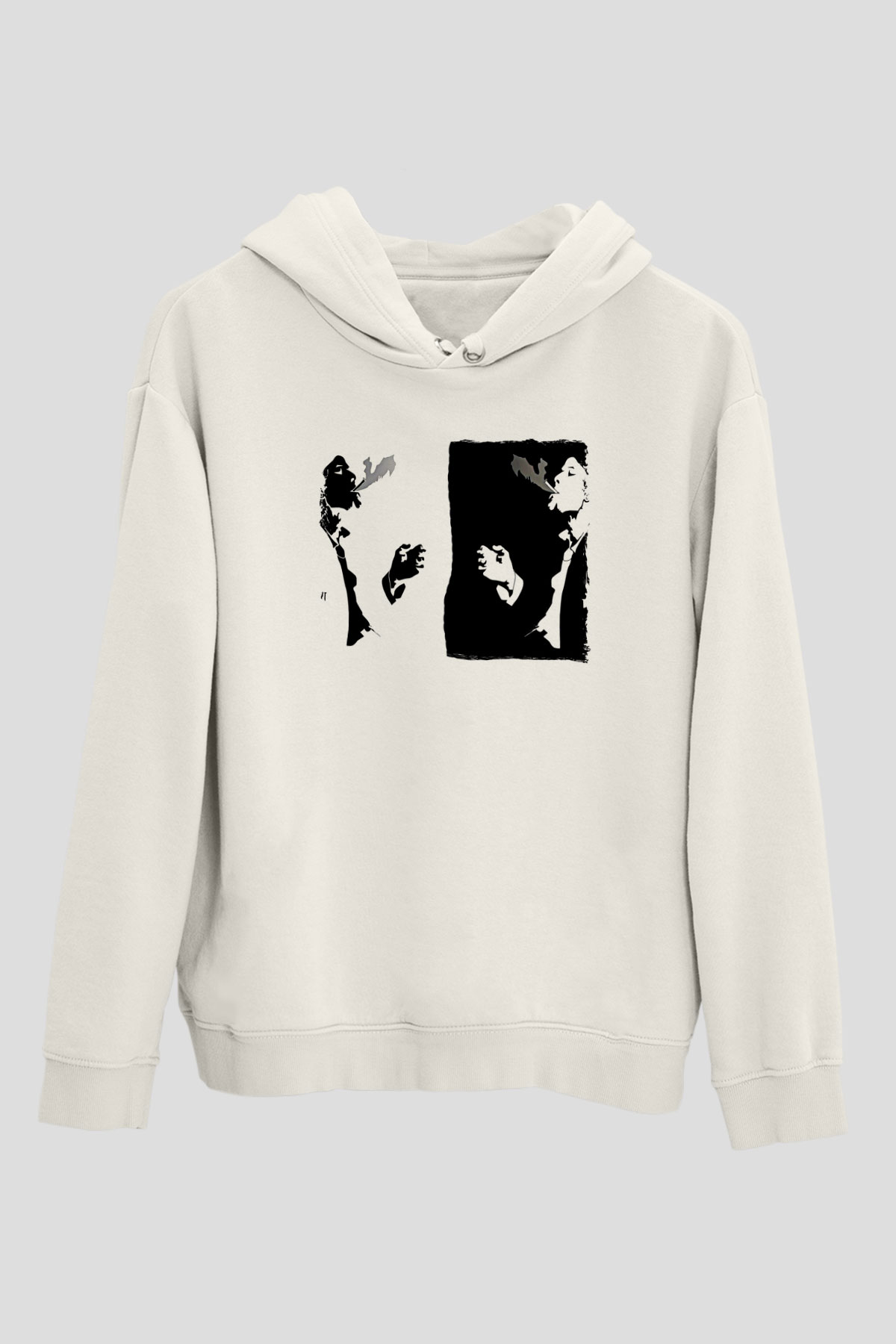 Tom Waits Baskılı Beyaz Unisex Kapüşonlu Sweatshirt