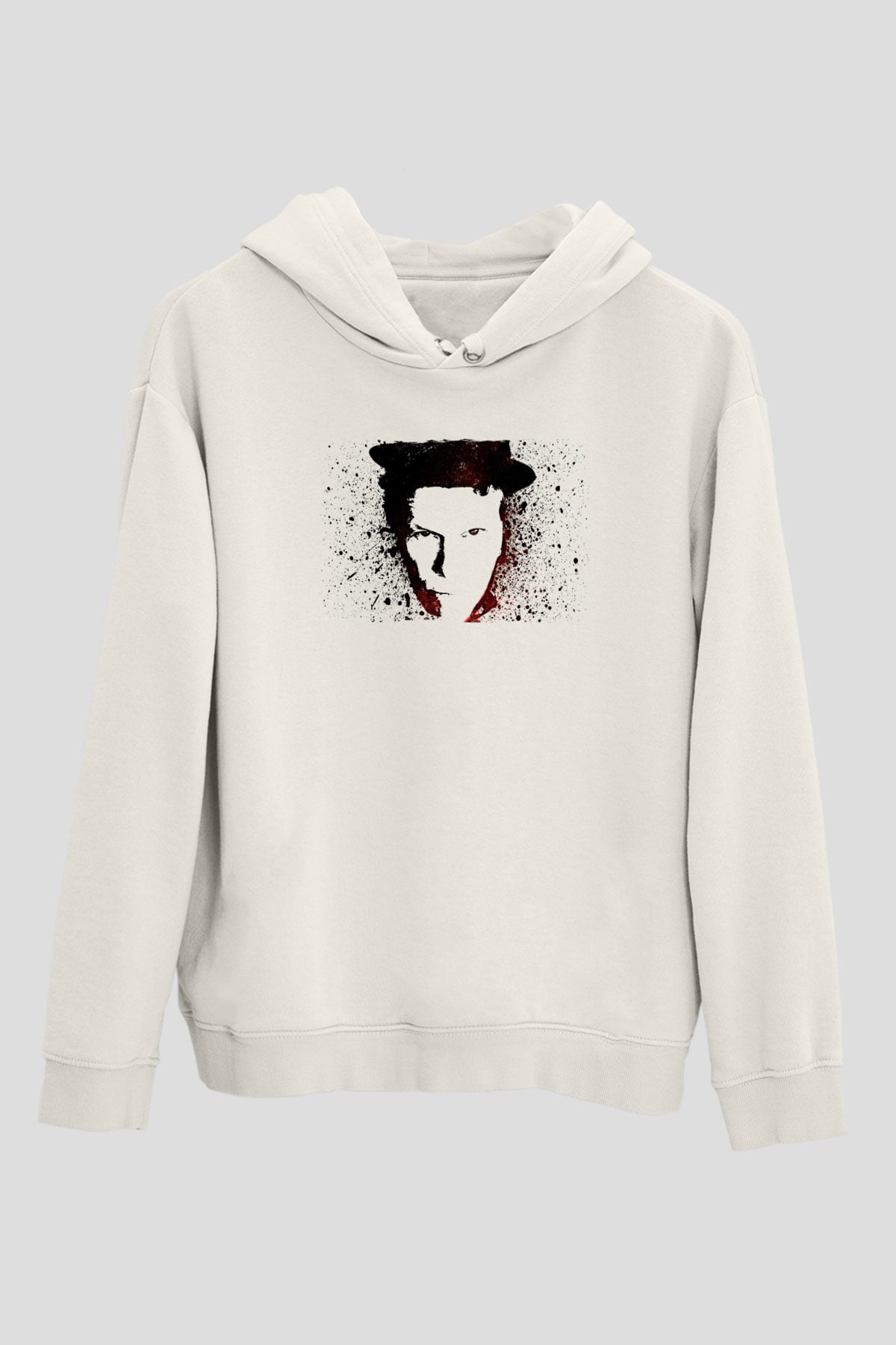 Tom Waits Baskılı Beyaz Unisex Kapüşonlu Sweatshirt