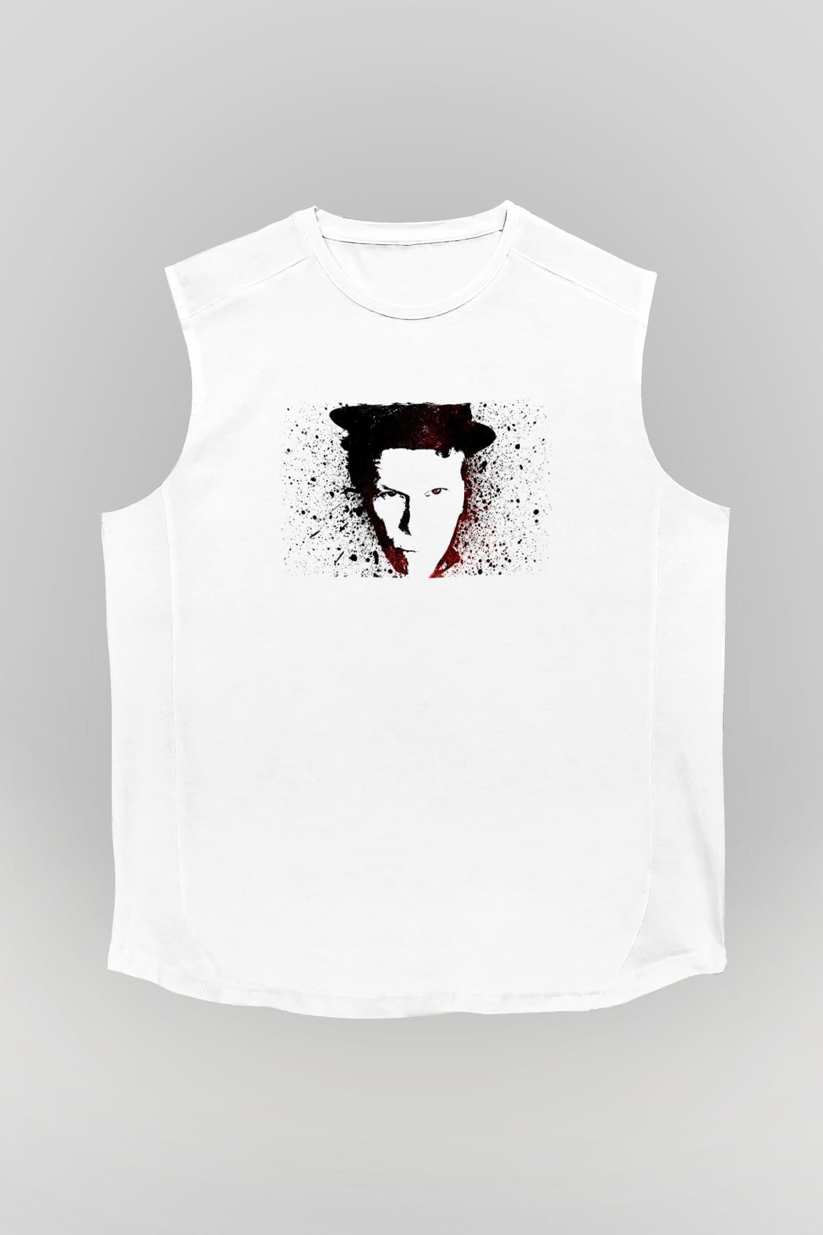 Tom Waits Baskılı Beyaz Unisex Kolsuz Tişört - Tshirt
