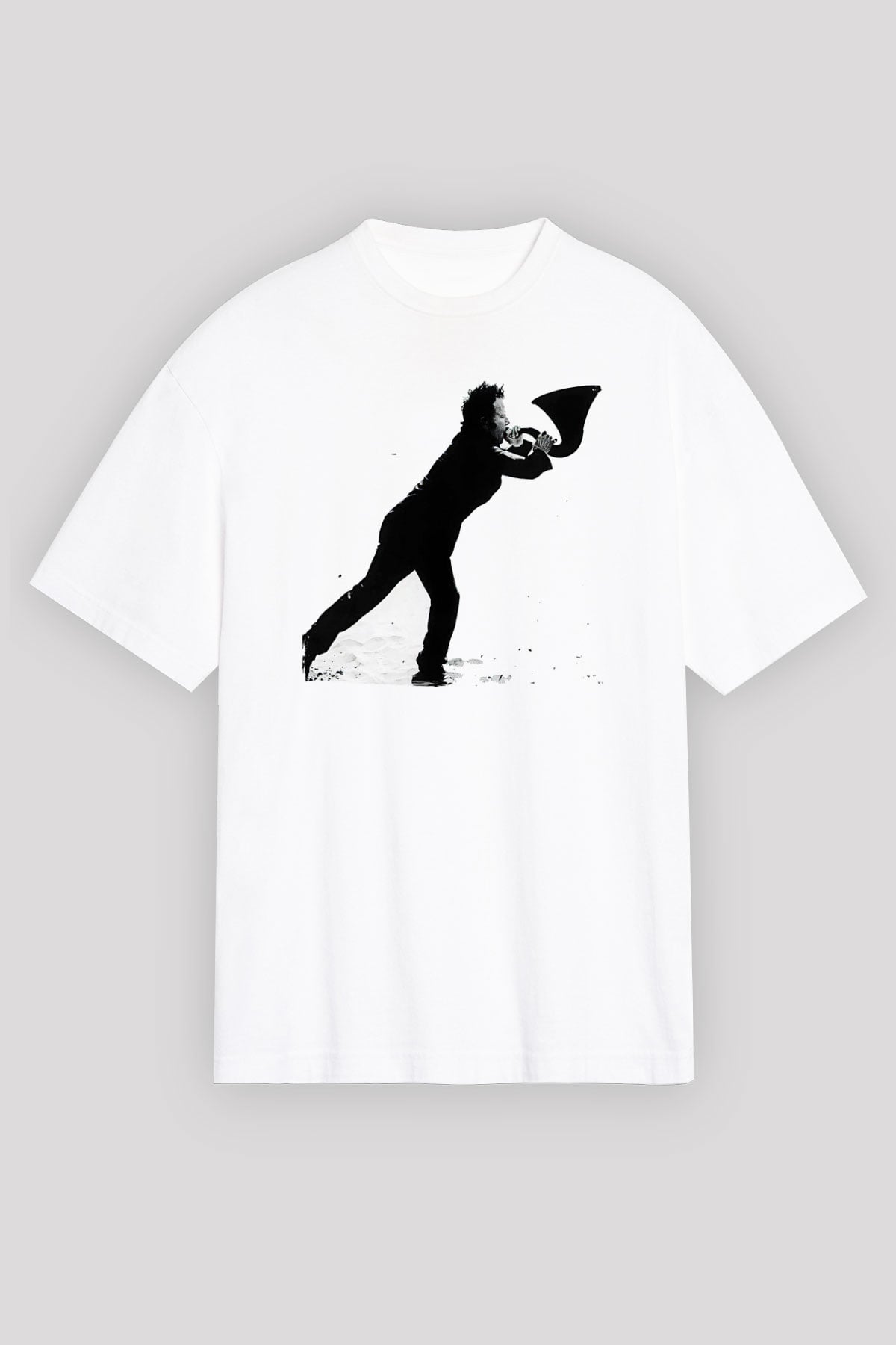 Tom Waits Baskılı Beyaz Unisex Oversize Tişört - Tshirt