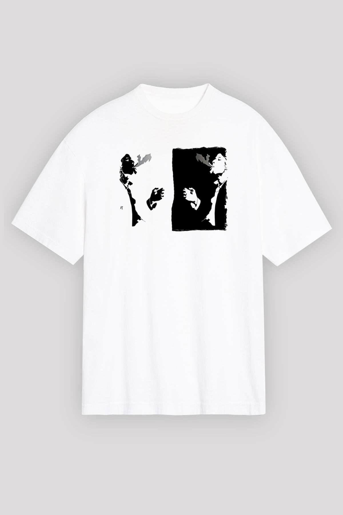 Tom Waits Baskılı Beyaz Unisex Oversize Tişört - Tshirt