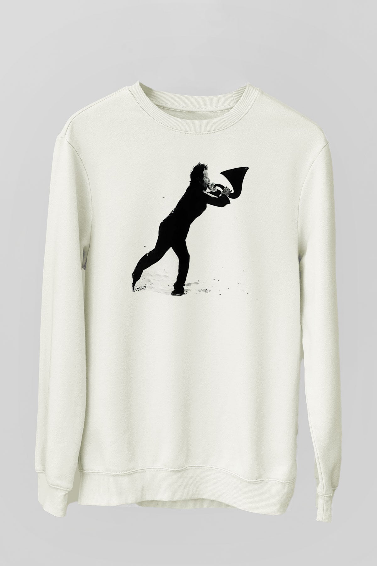 Tom Waits Baskılı Beyaz Unisex Sweatshirt