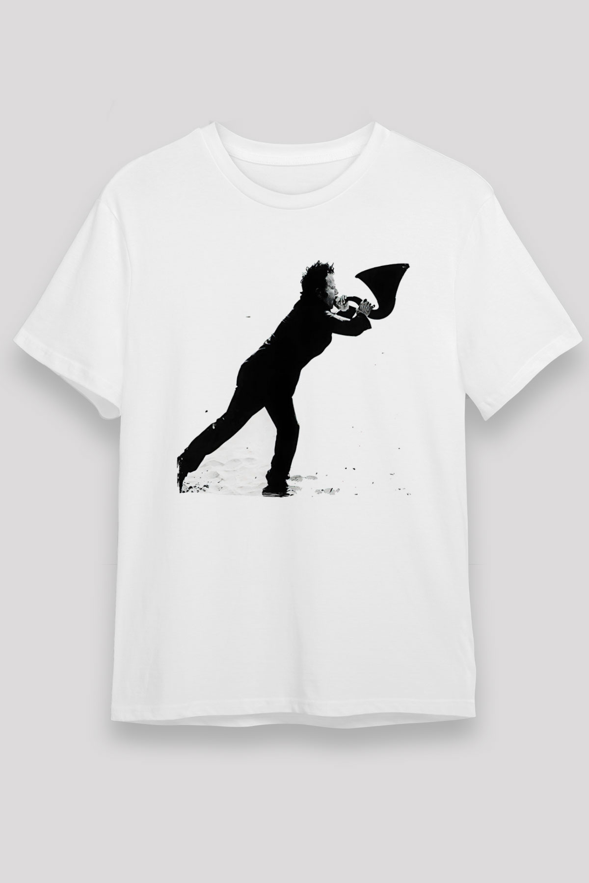 Tom Waits Baskılı Unisex Beyaz Tişört - Tshirt