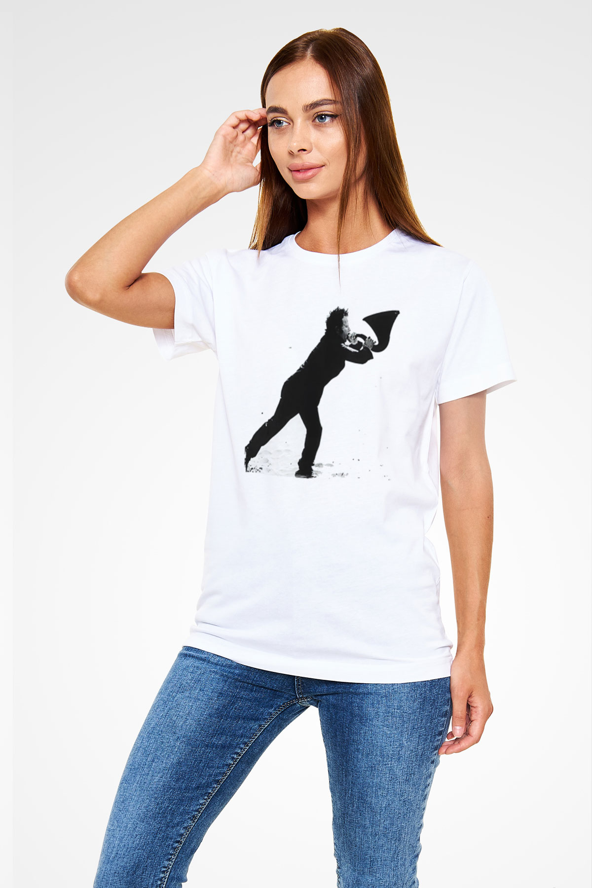 Tom Waits Baskılı Unisex Beyaz Tişört - Tshirt