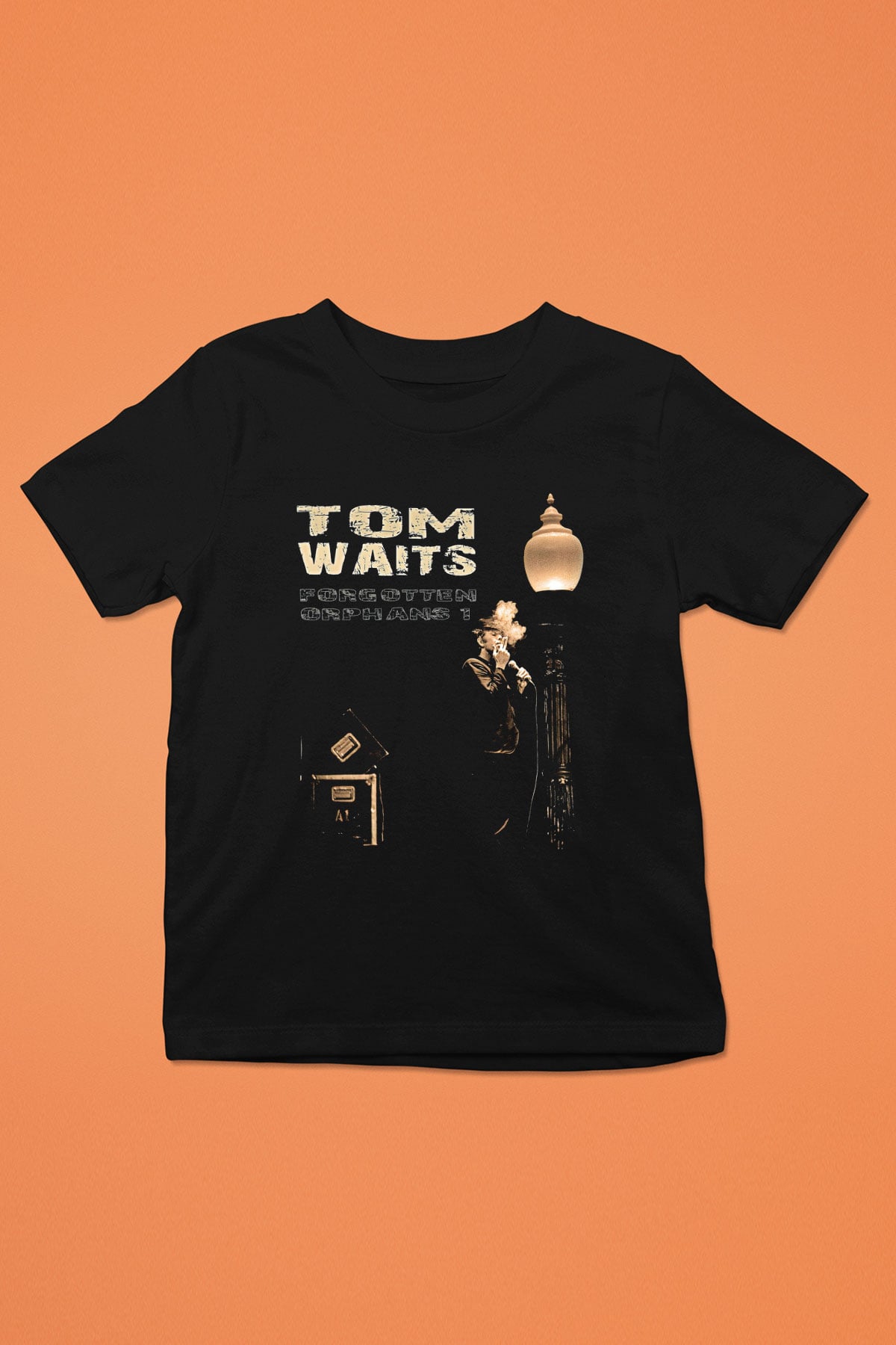Tom Waits Baskılı Unisex Siyah Çocuk Tişört - Tshirt