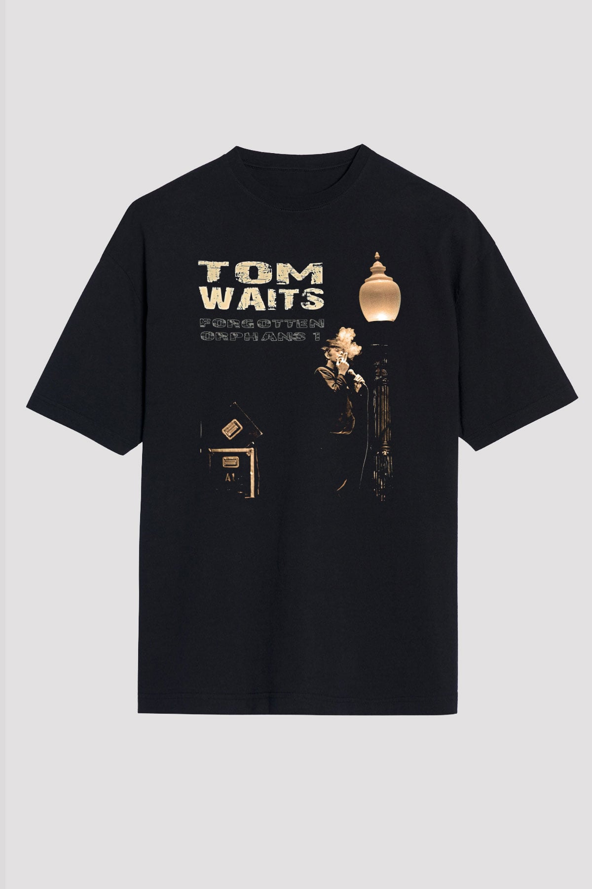 Tom Waits Baskılı Unisex Siyah Oversize Tişört - Tshirt