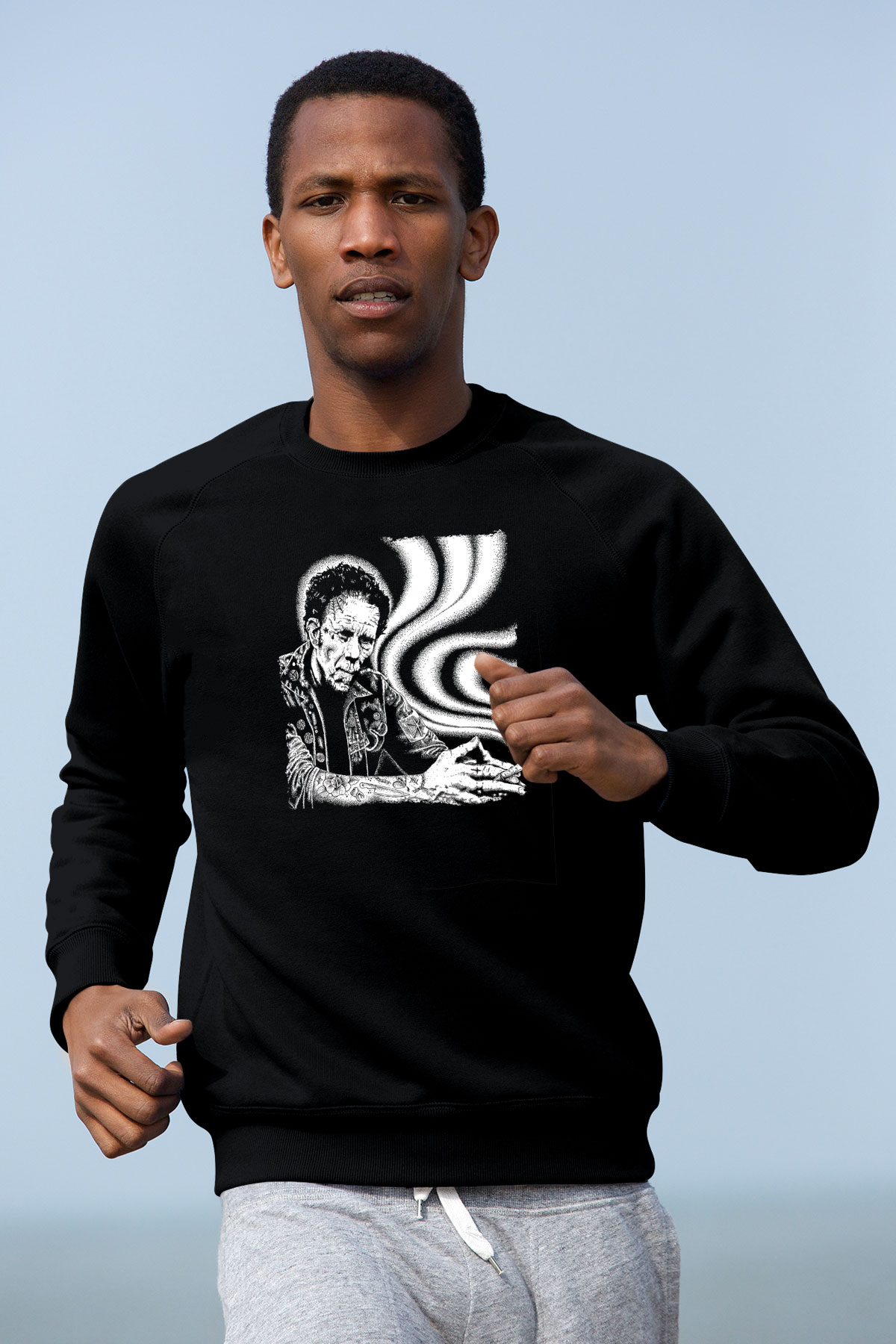 Tom Waits Baskılı Unisex Siyah Sweatshirt