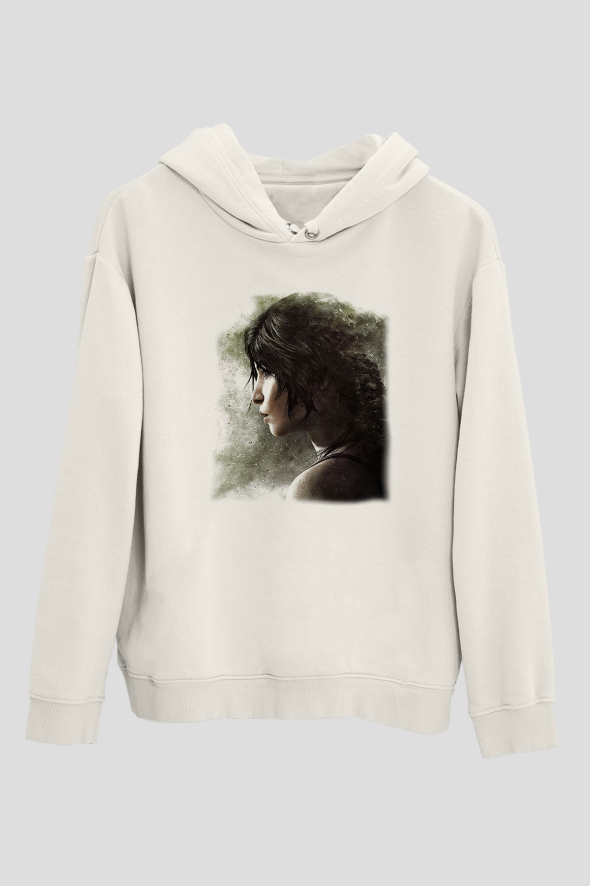 Tomb Raider Beyaz Unisex Hoodie