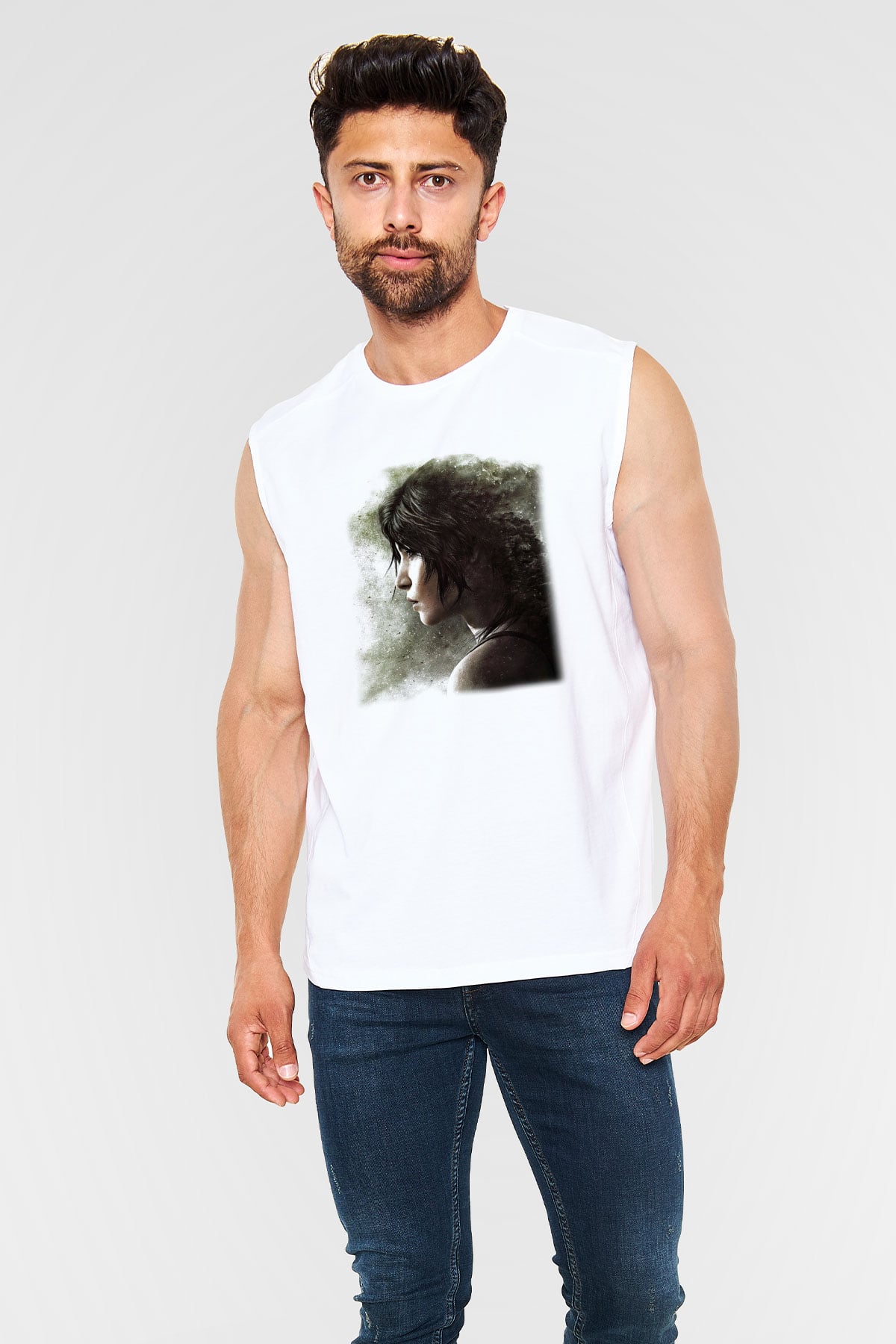 Tomb Raider Beyaz Unisex Kolsuz Tişört