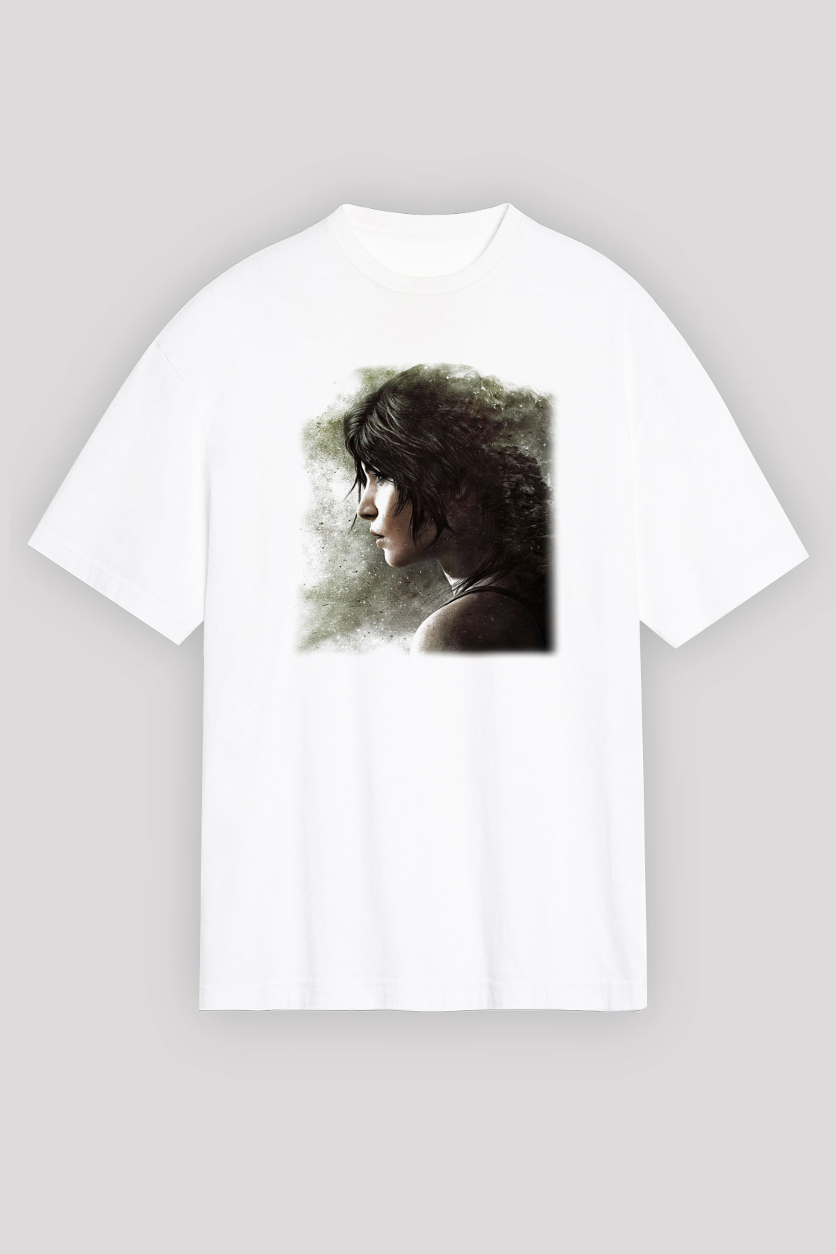 Tomb Raider Beyaz Unisex Oversize Tişört T-Shirt