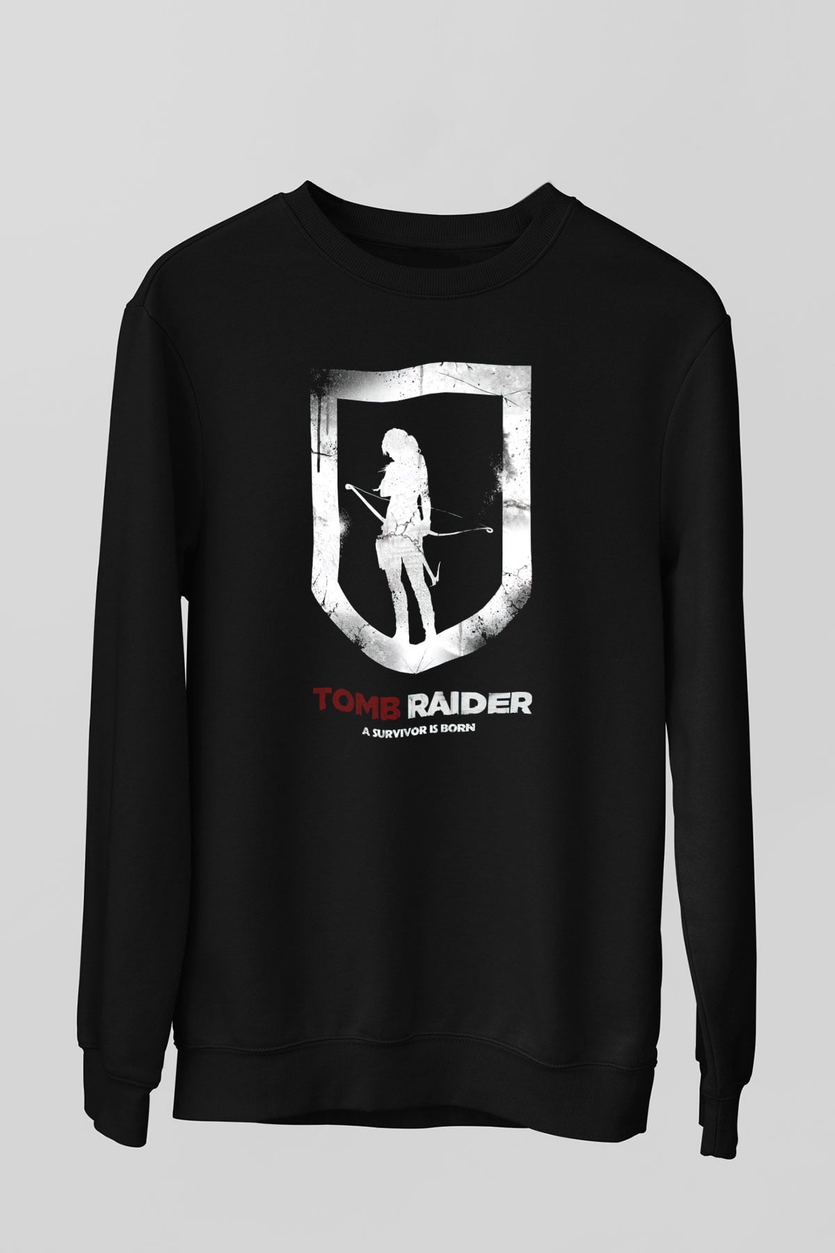 Tomb Raider Siyah Unisex Sweatshirt