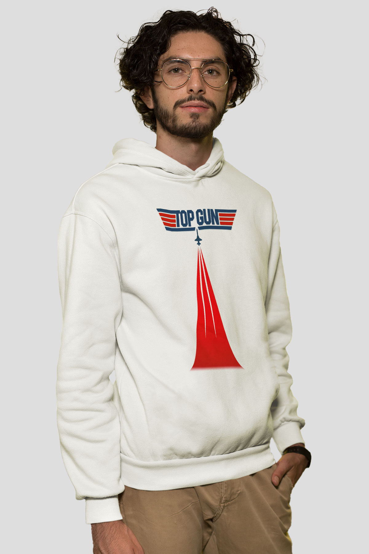 Top Gun Beyaz Unisex Hoodie