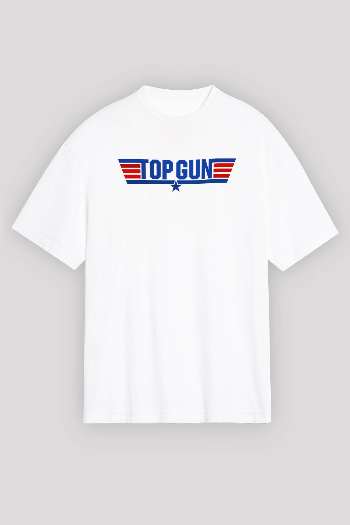 Top Gun Beyaz Unisex Oversize Tişört T-Shirt