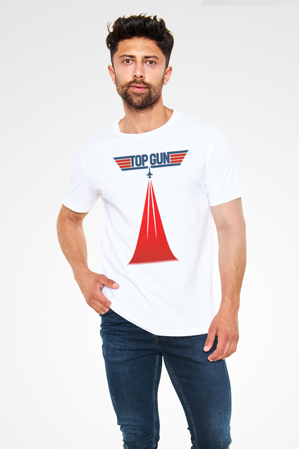 Top Gun Beyaz Unisex Tişört T-Shirt
