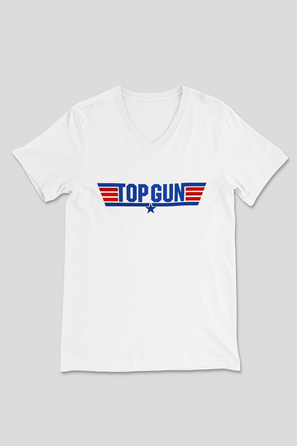 Top Gun Beyaz Unisex V Yaka Tişört T-Shirt