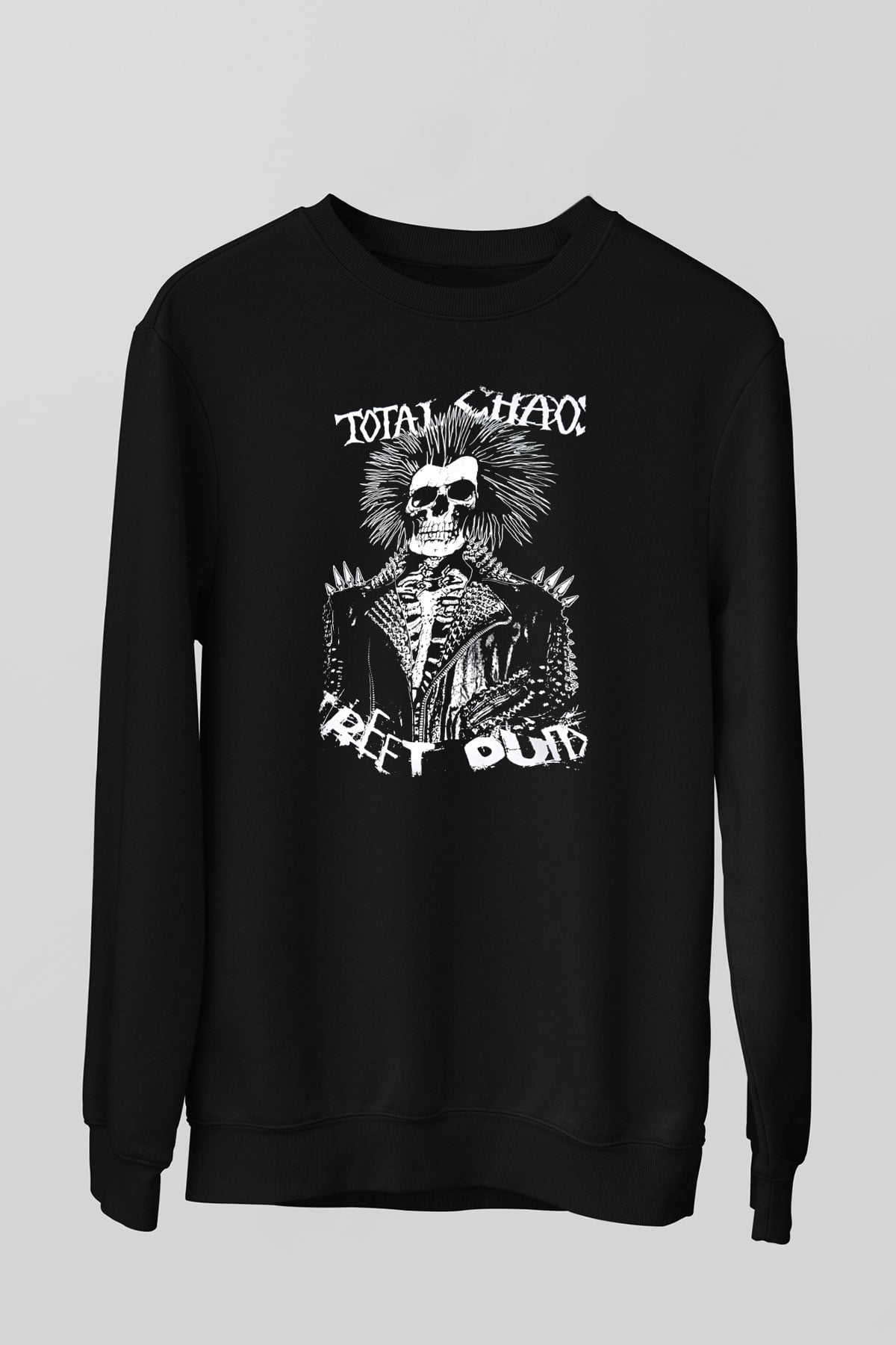 Total Chaos Baskılı Unisex Siyah Sweatshirt