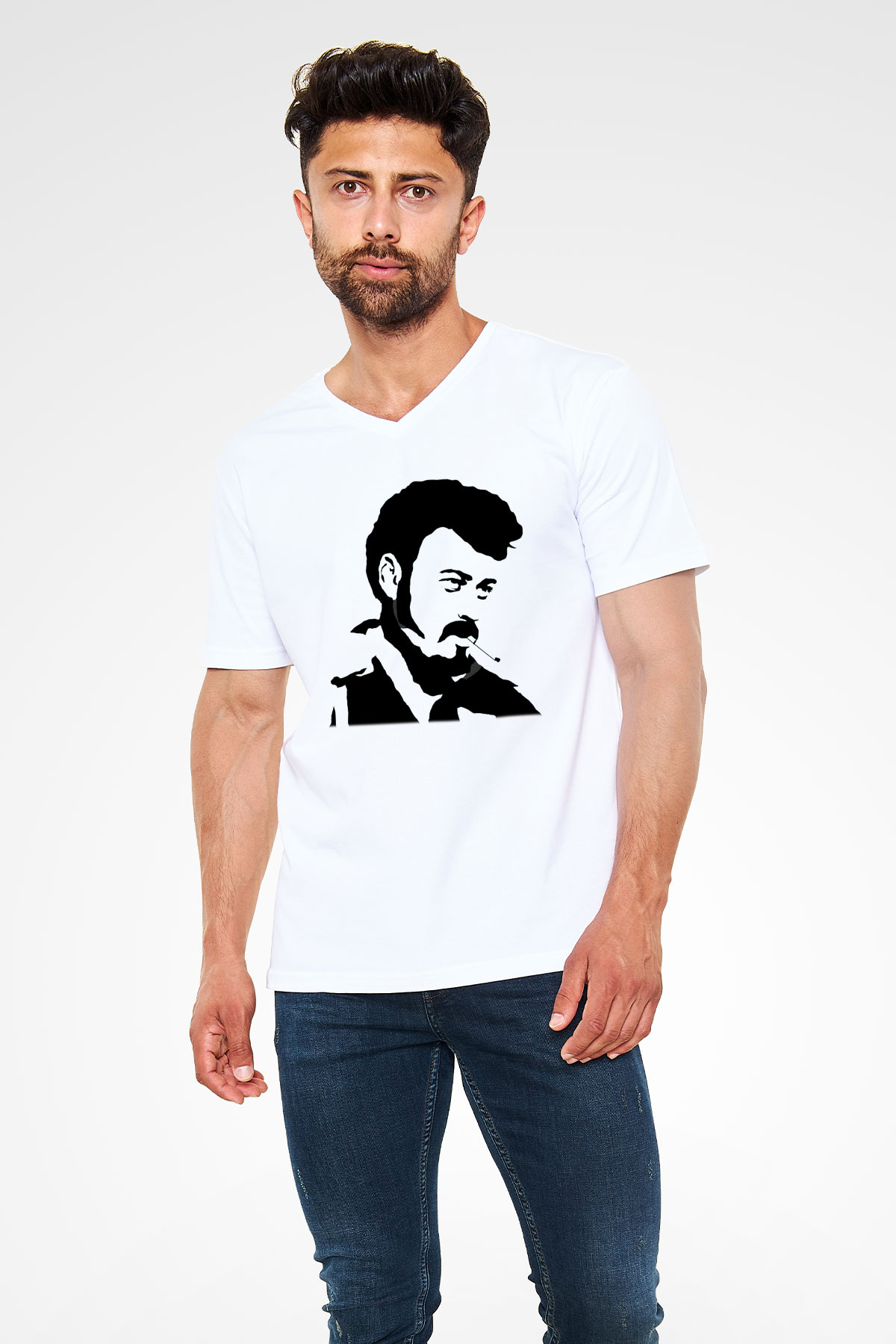 Trailer Park Boys Beyaz Unisex V Yaka Tişört T-Shirt