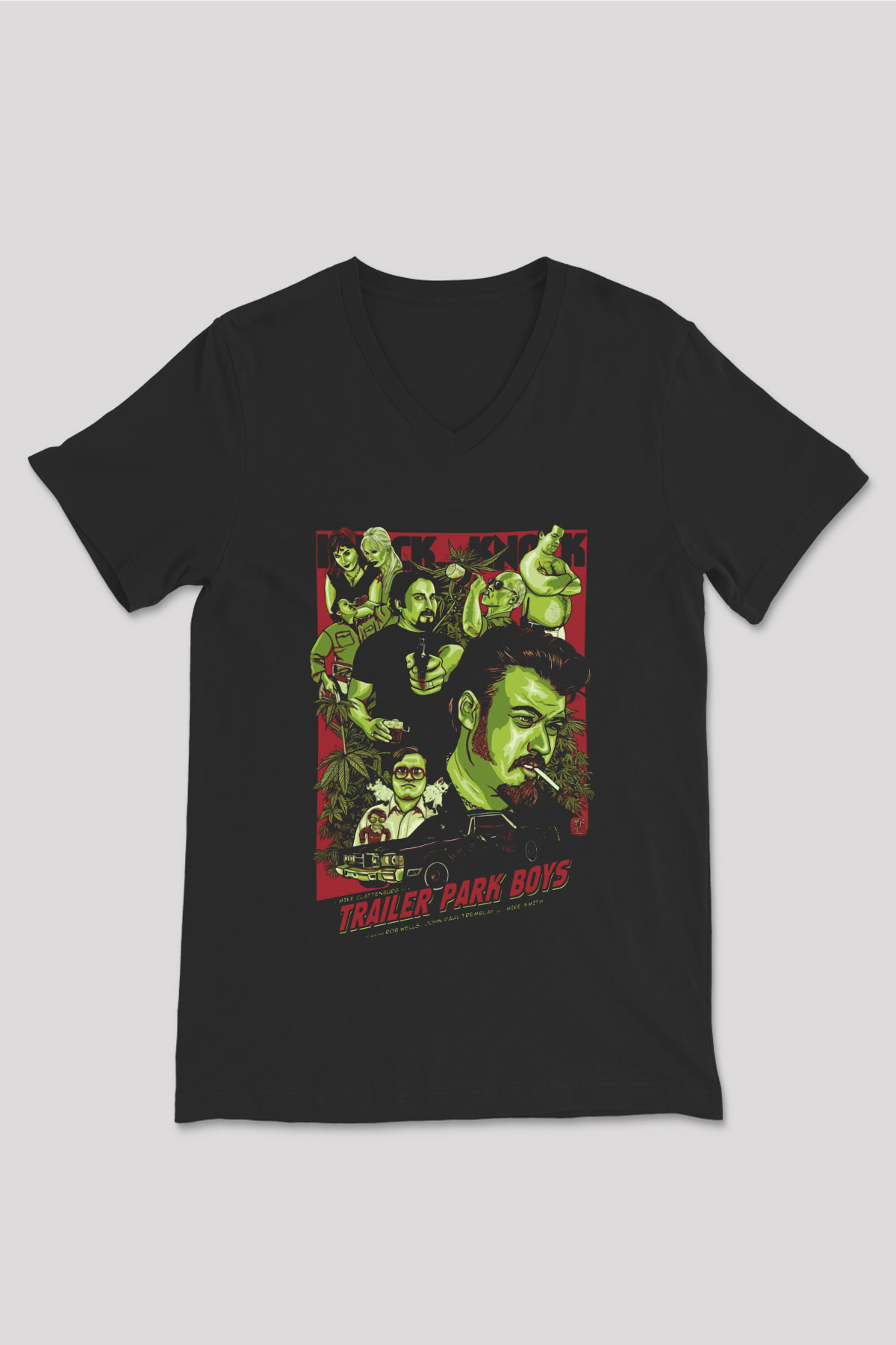 Trailer Park Boys Siyah Unisex V Yaka Tişört T-Shirt