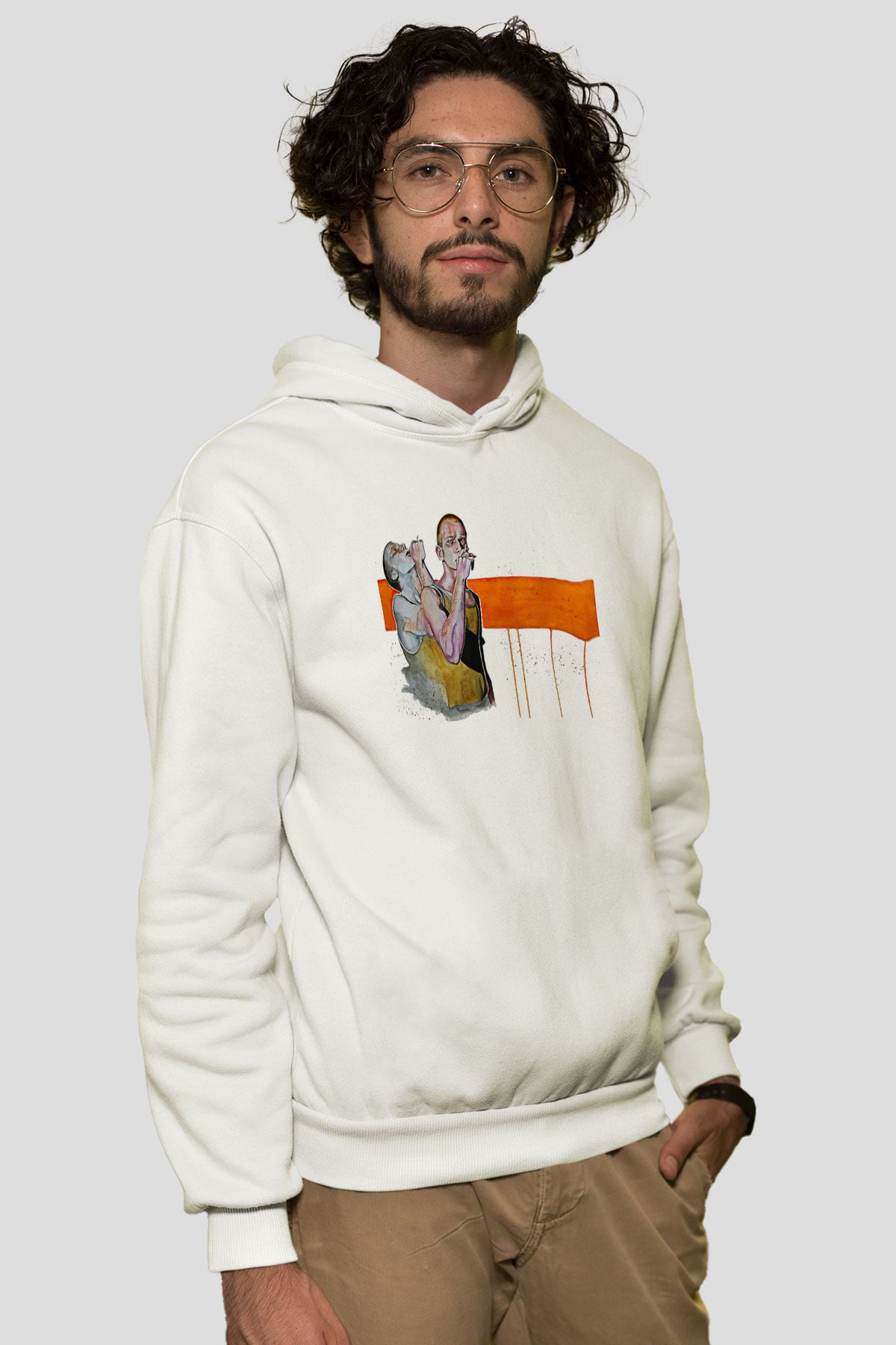 Trainspotting Baskılı Beyaz Unisex Hoodie