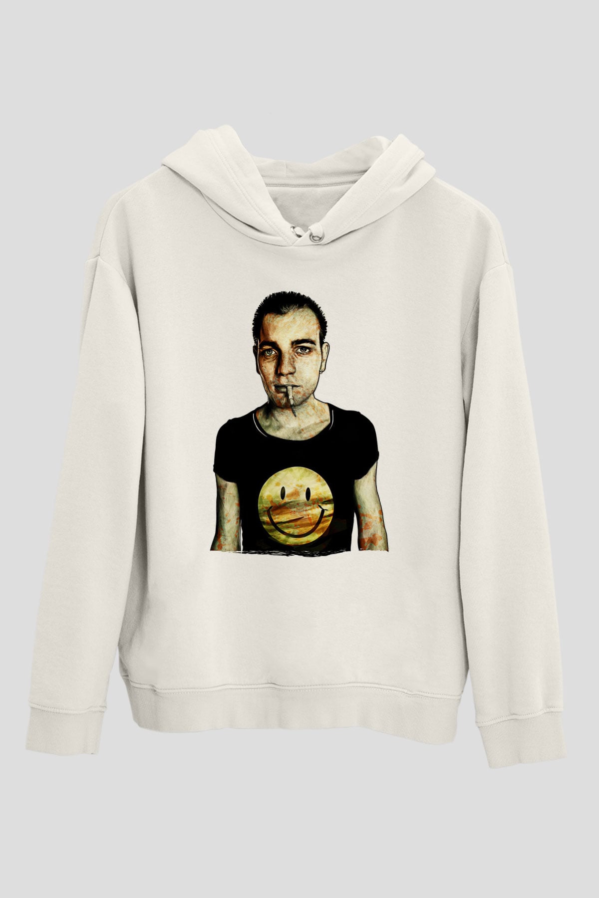 Trainspotting Baskılı Beyaz Unisex Hoodie