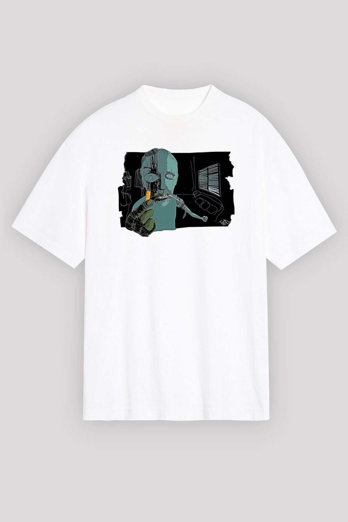 Trainspotting Baskılı Beyaz Unisex Oversize Tişört - Tshirt
