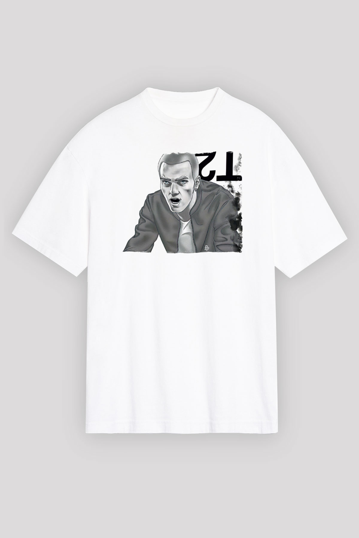Trainspotting Baskılı Beyaz Unisex Oversize Tişört - Tshirt