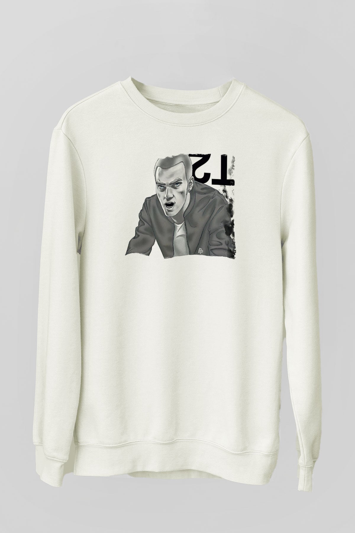 Trainspotting Baskılı Beyaz Unisex Sweatshirt