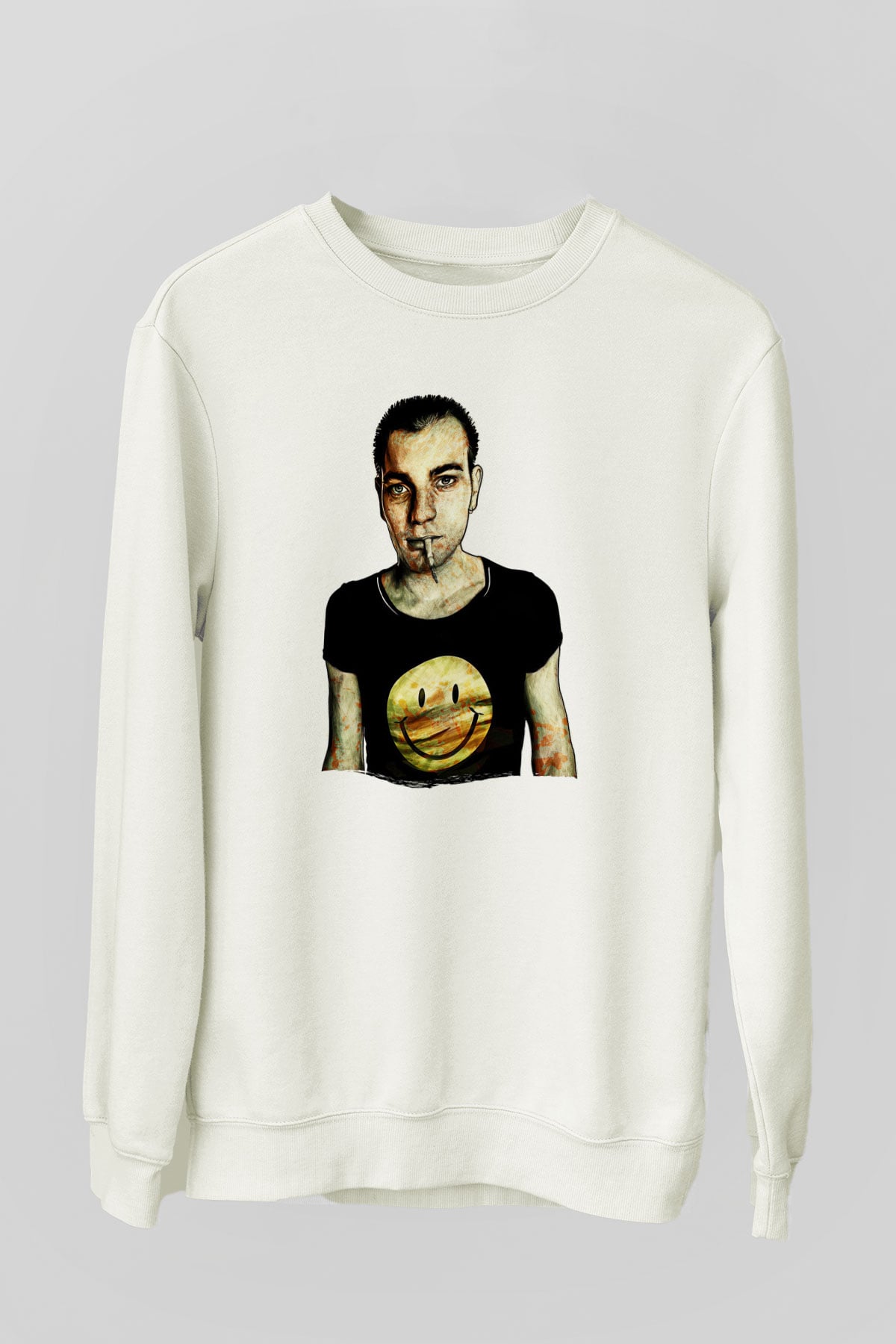 Trainspotting Baskılı Beyaz Unisex Sweatshirt
