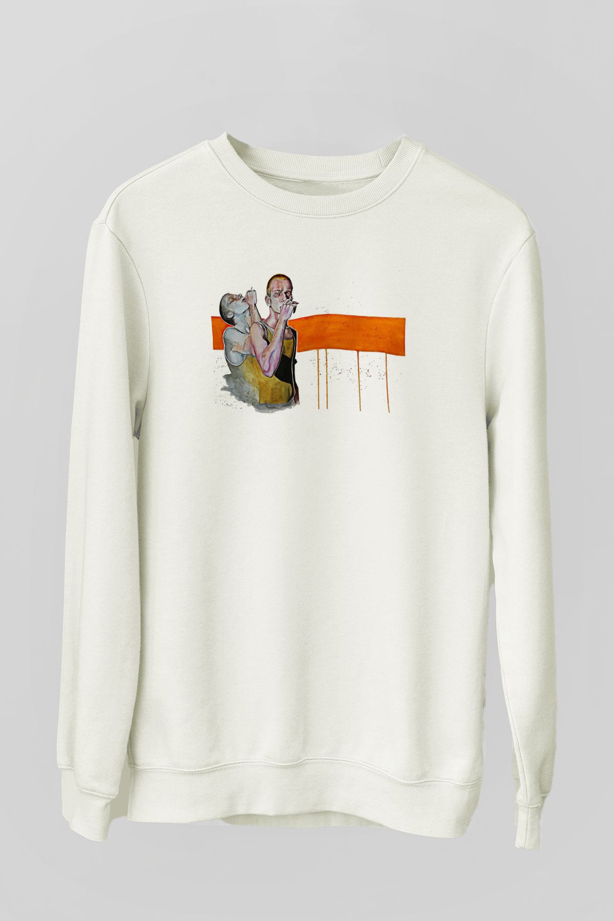 Trainspotting Baskılı Beyaz Unisex Sweatshirt