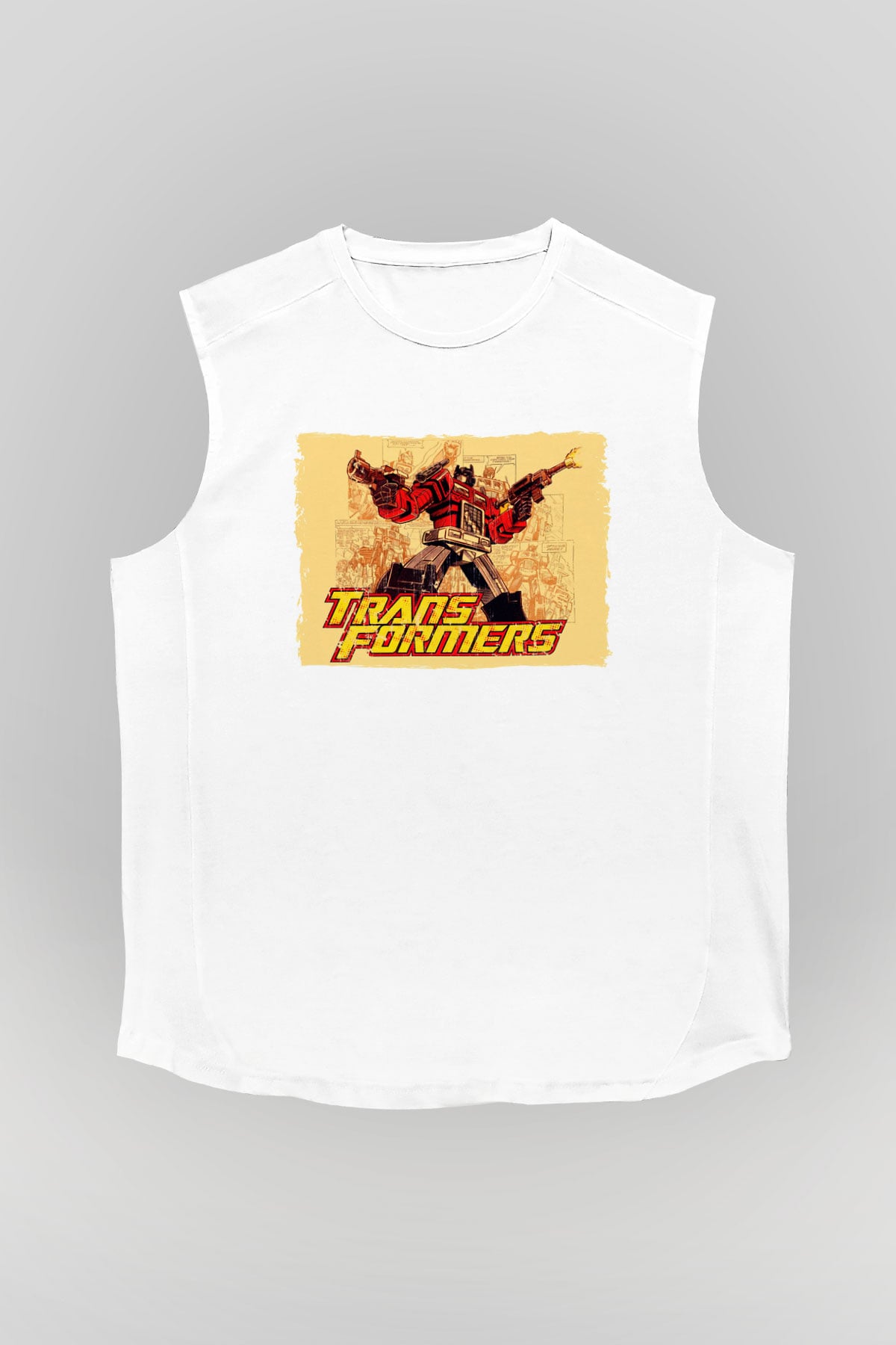 Transformers Beyaz Unisex  Kolsuz Tişört